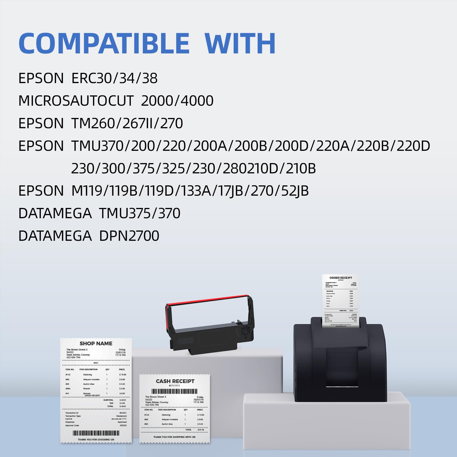Repuesto para ERC30 ERC-30 ERC 30 34 38 cinta negra y roja, paquete de 24 | Compatible con impresora Epson ERC30 ERC34 ERC38 TM-U220 M188B NK506 BTP-M300 GRC-220BR (B/R Ink Ribbon)