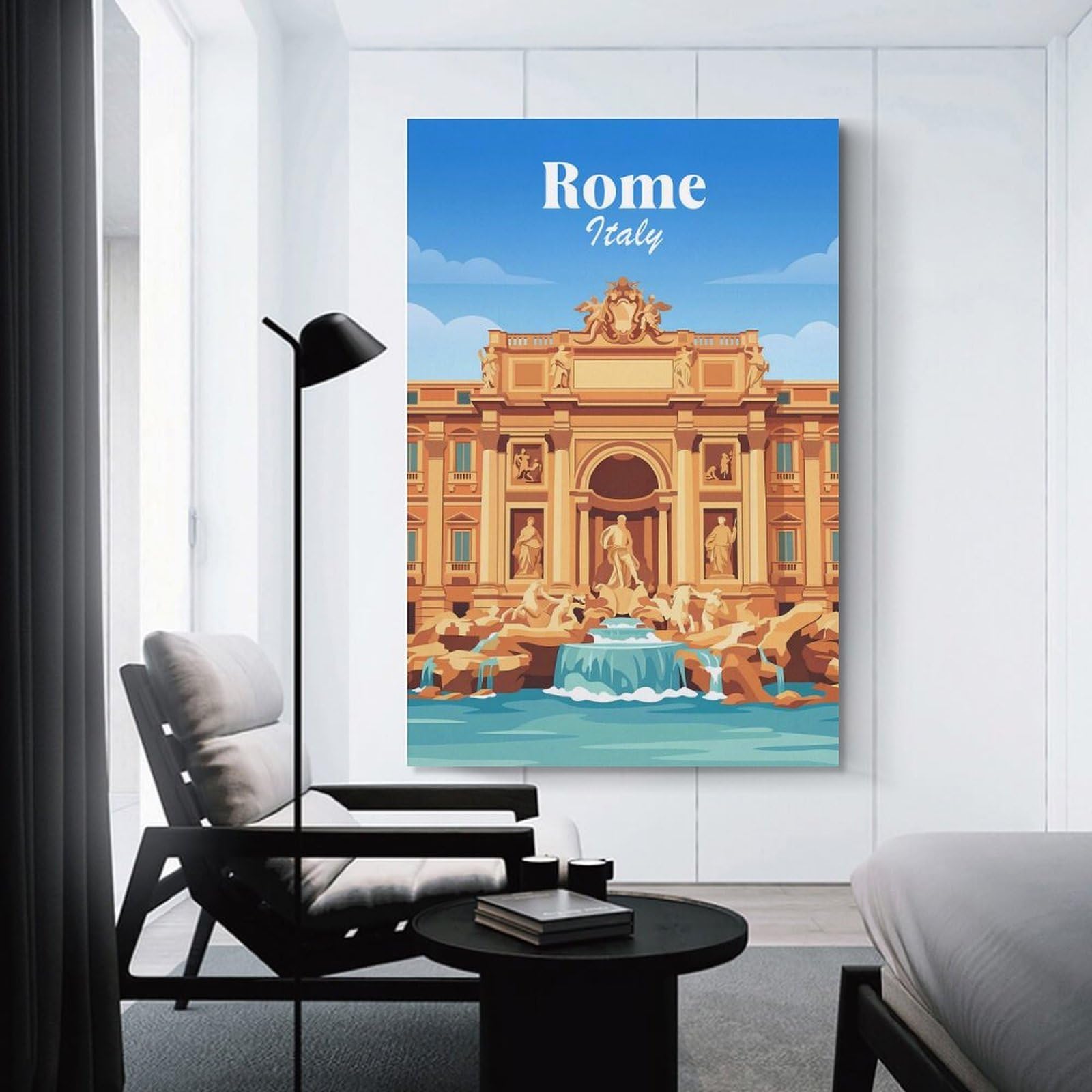 Junmoney Trevi Fountain Rome Italy Home Decor Wall Art 08x12inch(20x30cm), for Living Room, Lounge Or Sitting Room, A Home Accent with Warm Character