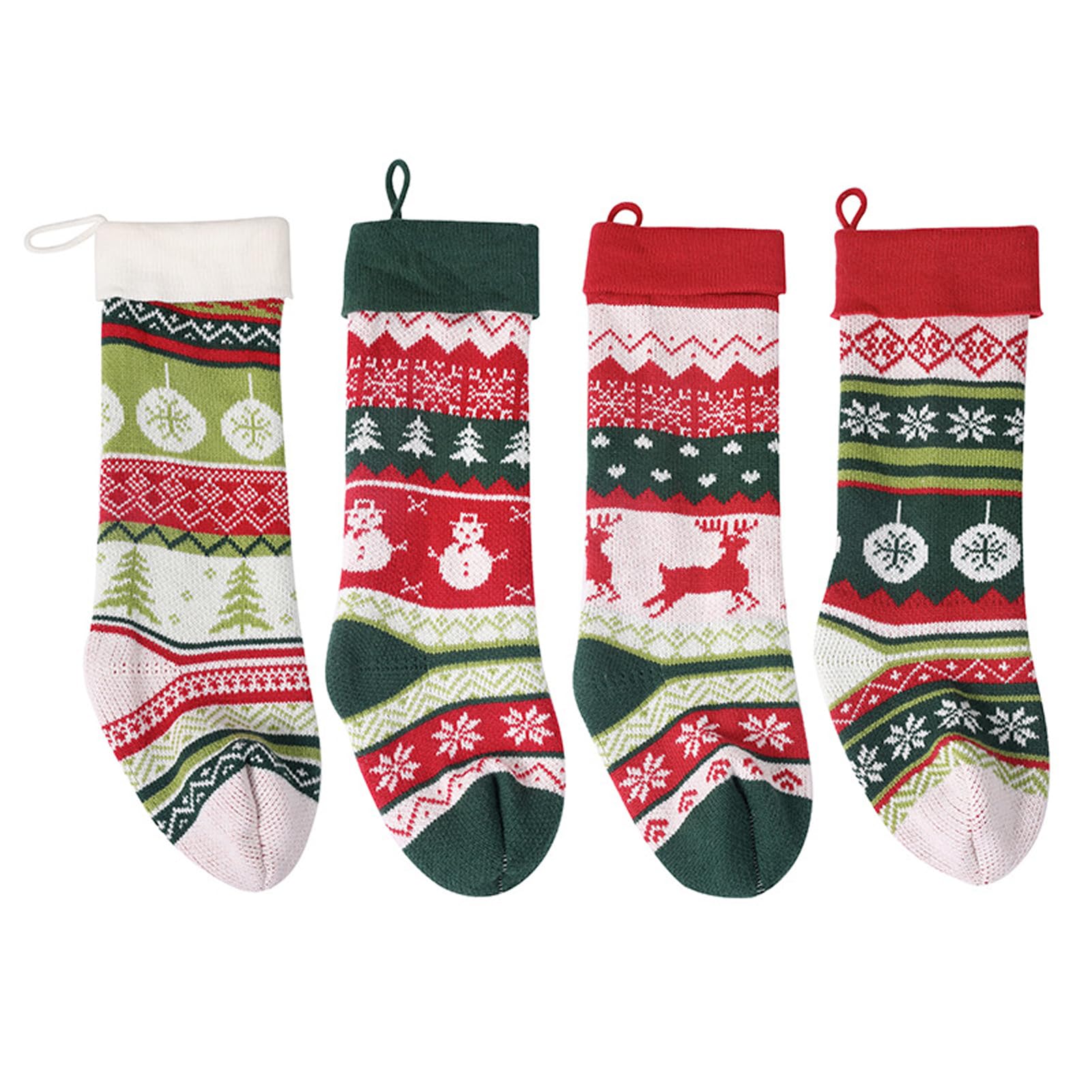PIXZCSA Snowman Knitted Xmas Socks Gift Bags Childrens For Fireplace Decoration Holiday And Family Stocking