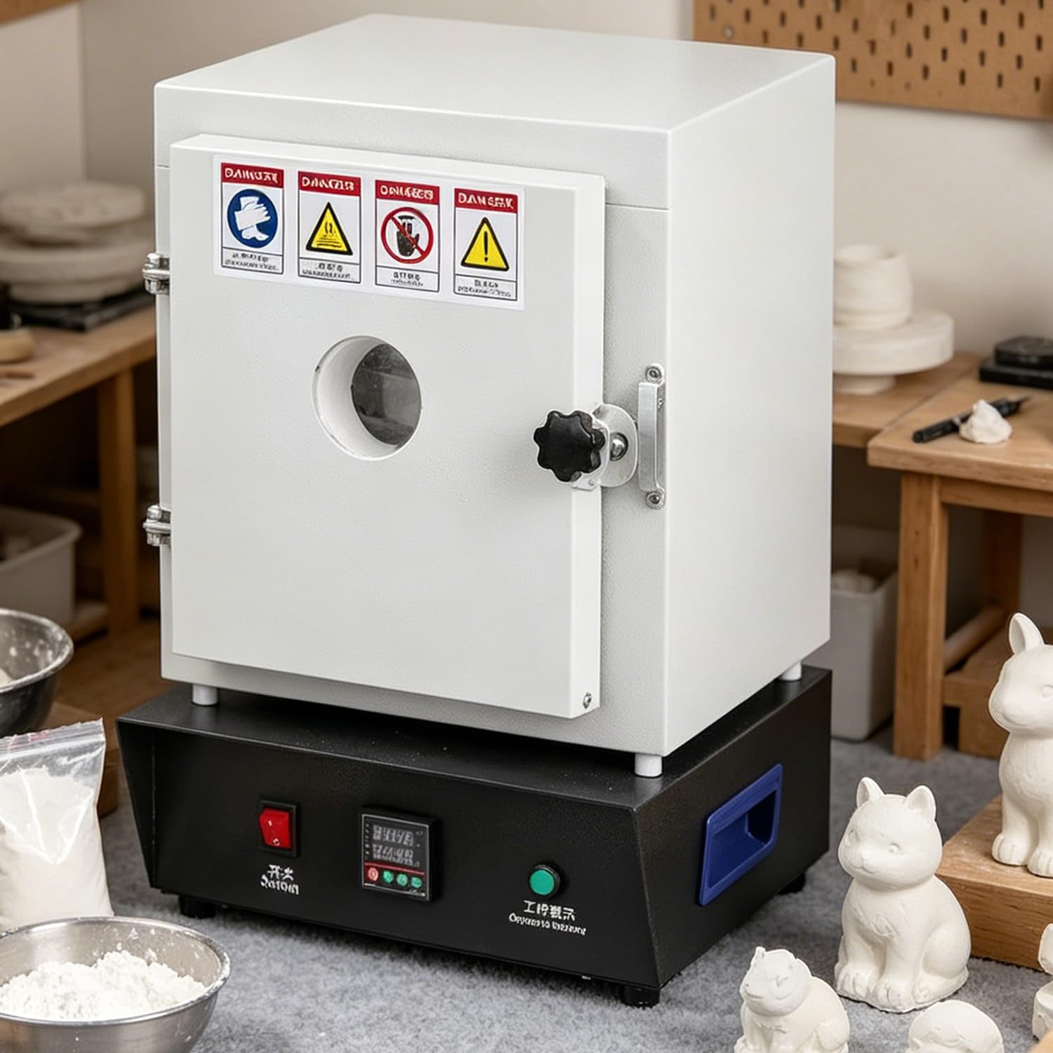 Qiang Precision Temperature Controlled Muffle Furnace,1750W 1150℃ Electric Burnout Oven, Jewelry Casting Kiln for Dewaxing, Annealing & Lab Professional Use