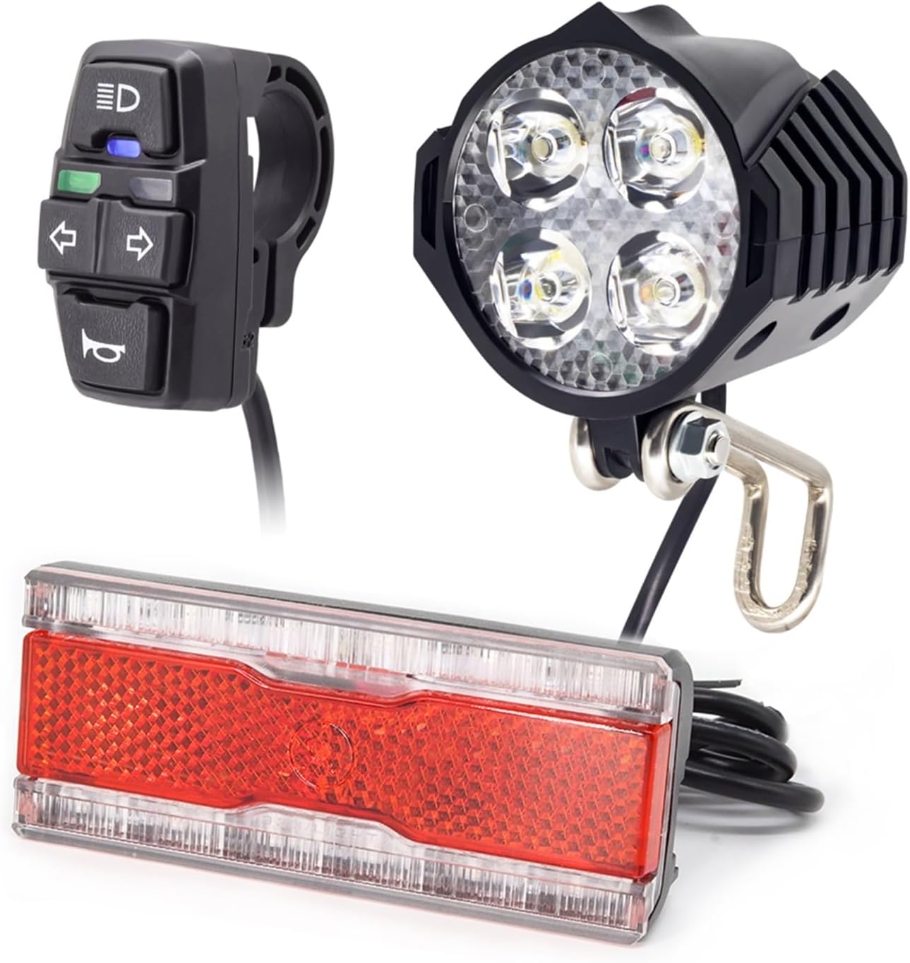 Ebike Brake Light and Turning Light Set Input 24V 36V 48V Electric Bike Scooter Headlight with Horn and Turn Tail Light
