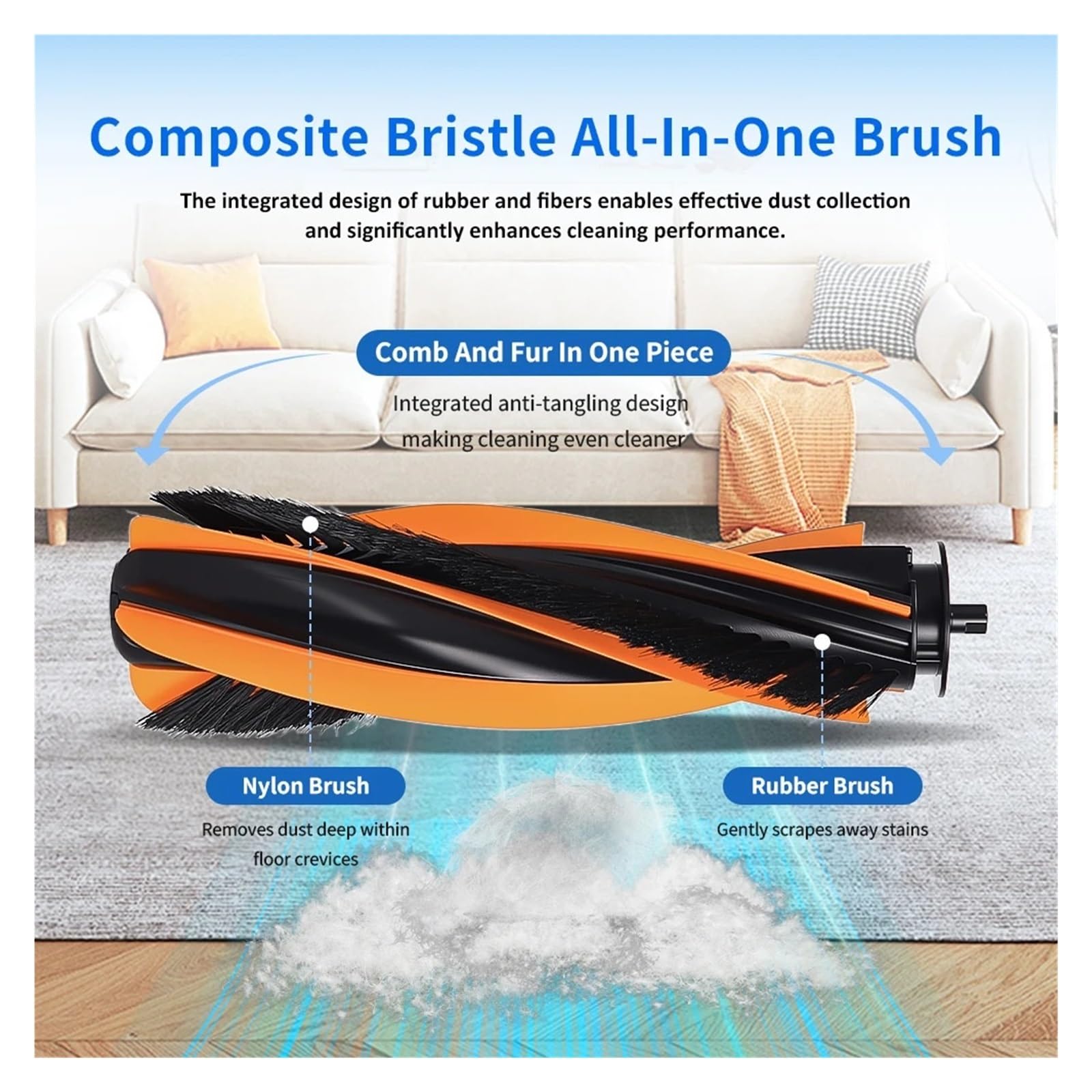 Cepillo Principal For Limpieza De Pisos, Compatible Con JONR, Compatible Midea | Cepillo giratorio de repuesto for robot aspirador mantenimiento diario(4PC)