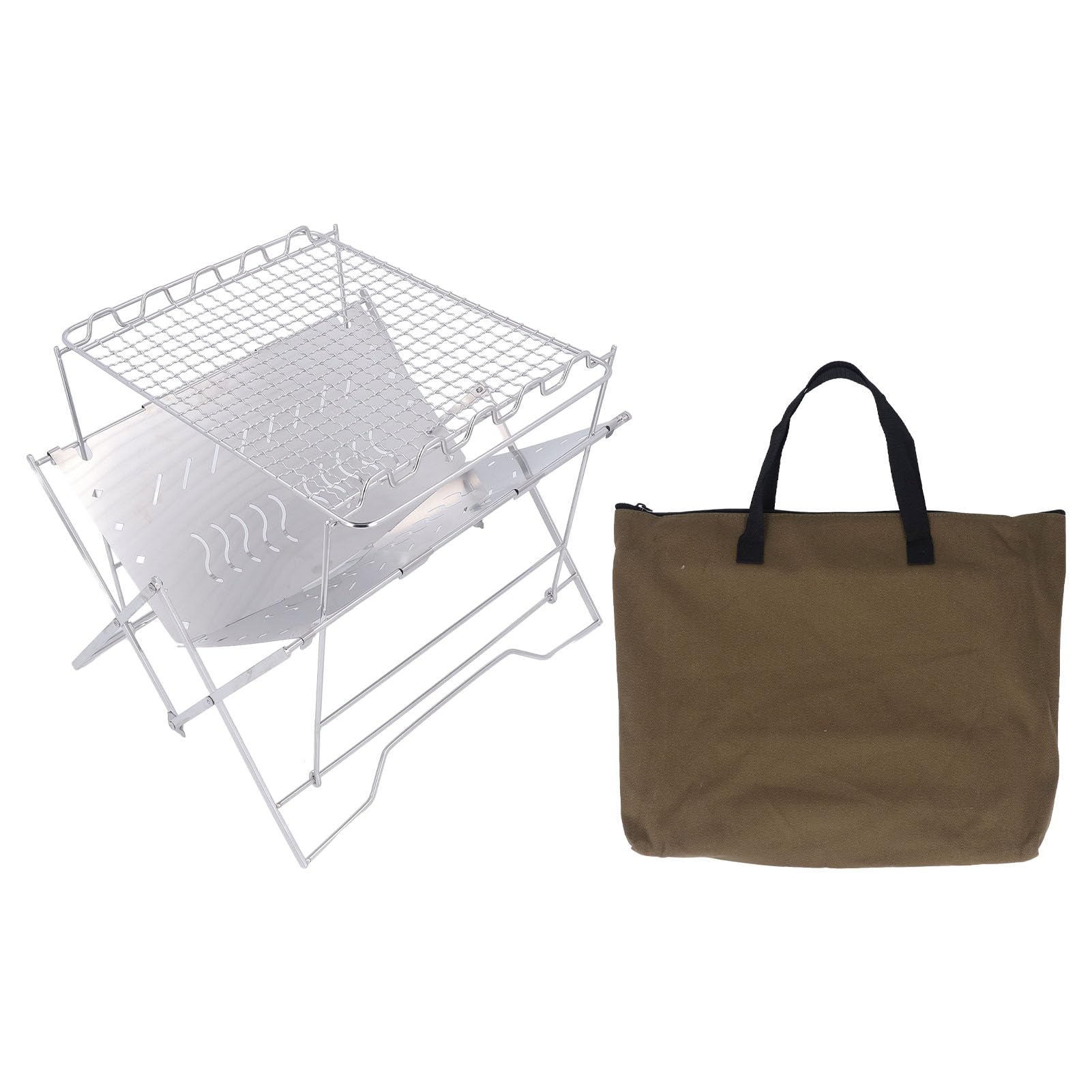 Barbeque Grill Foldable Stable Base Stainless Steel Multi Purpose Wood Burning Charcoal Grill for Camping Outdoor Barbecue