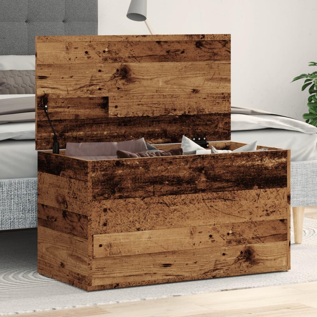 Spielzeugkiste mit Stauraum Deckel für Wohnzimmer Auflagenbox Kissenbox Kiste Couchtisch mit einem Stauraum Altholz-Optik 84x42x46 cm Holzwerkstoff