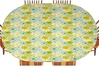 Vista 44 de Mantel ajustable de girasol, patrón de campo rural inspirado en el arte popular, casa de campo, granja, mantel impermeable para interiores y Verde