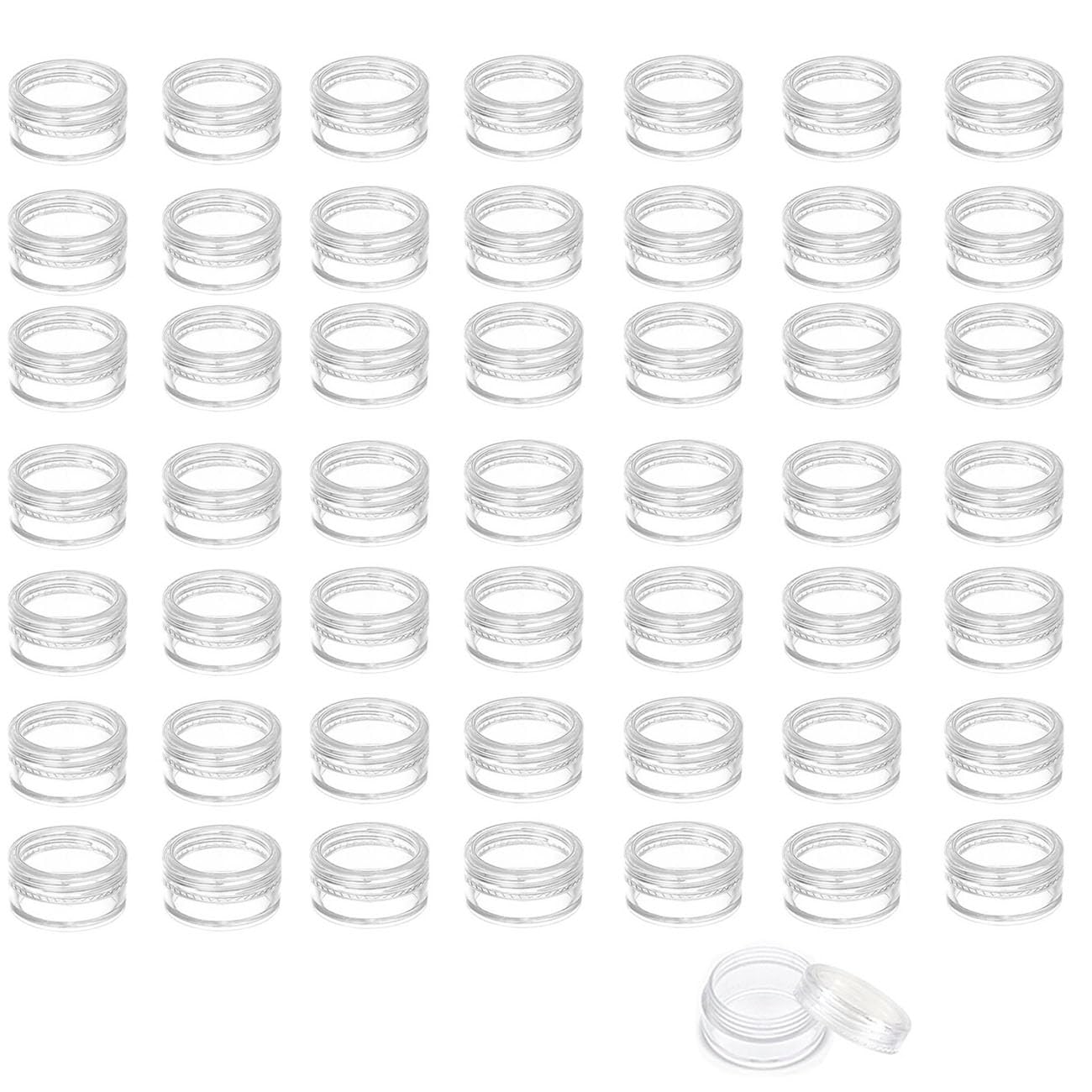 SKYPRO 50 Count Tiny Sample Jars,3 Gram Sample Containers with Lids,Empty Lip Balm Containers, Mini Cosmetic Containers with Lids, Makeup Travel Containers(Clear)
