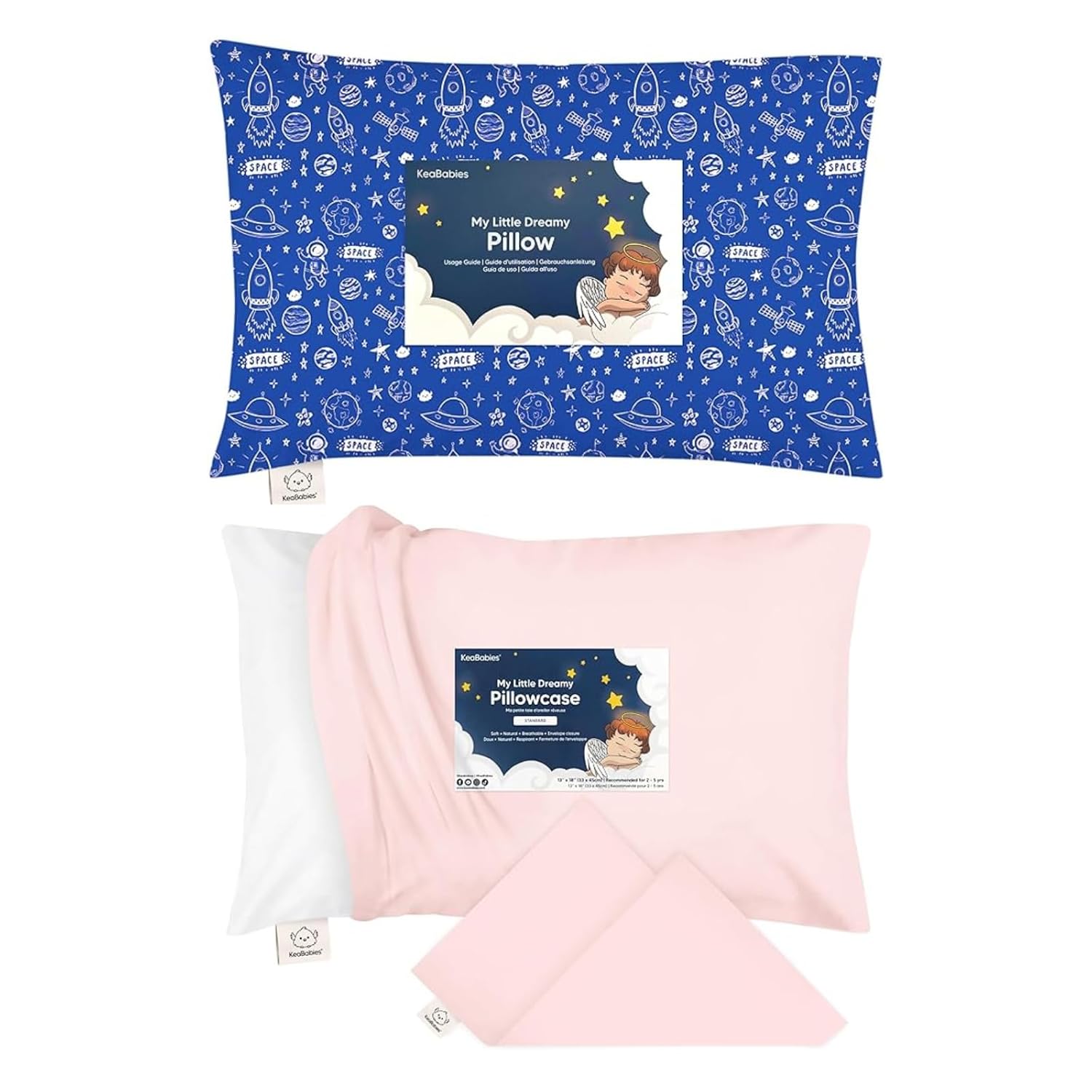 KeaBabies Toddler Pillow with Pillowcase and Toddler Pillowcase for 13X18 Pillow - 13X18 Soft Cotton Toddler Pillows for Sleeping - Toddler Pillow Case for Boy, Kids