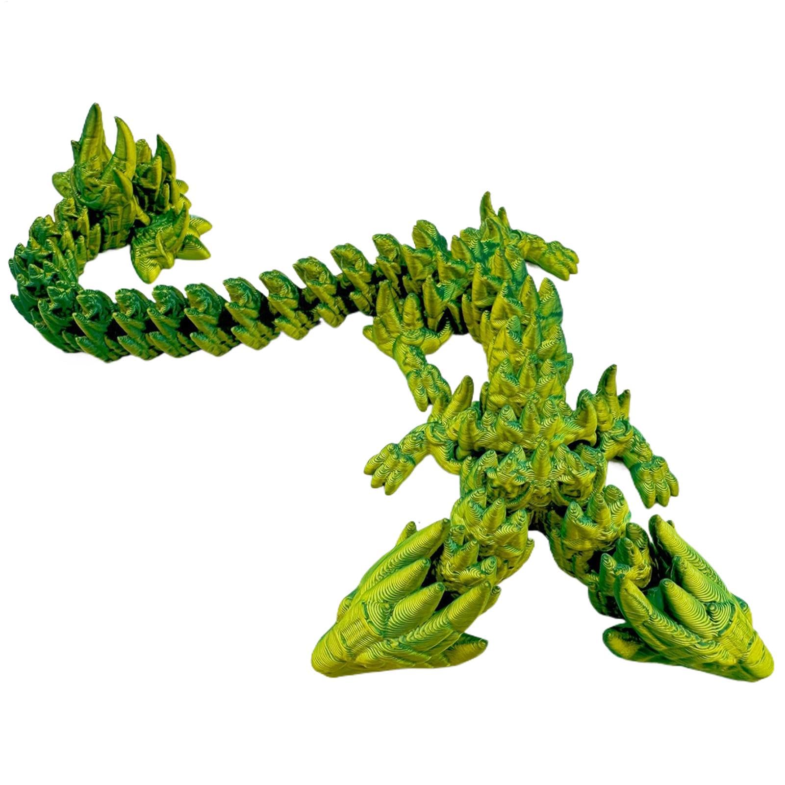 Printed Dragon | Articulated Dragon | 3D Printed Fidget Toys | Fully Articulated Crystal Dragon | Unique Fidget Toy Dragon Shape | Executive Desk Dinosaurs Toys |Double Head Toy Dragon Animal For