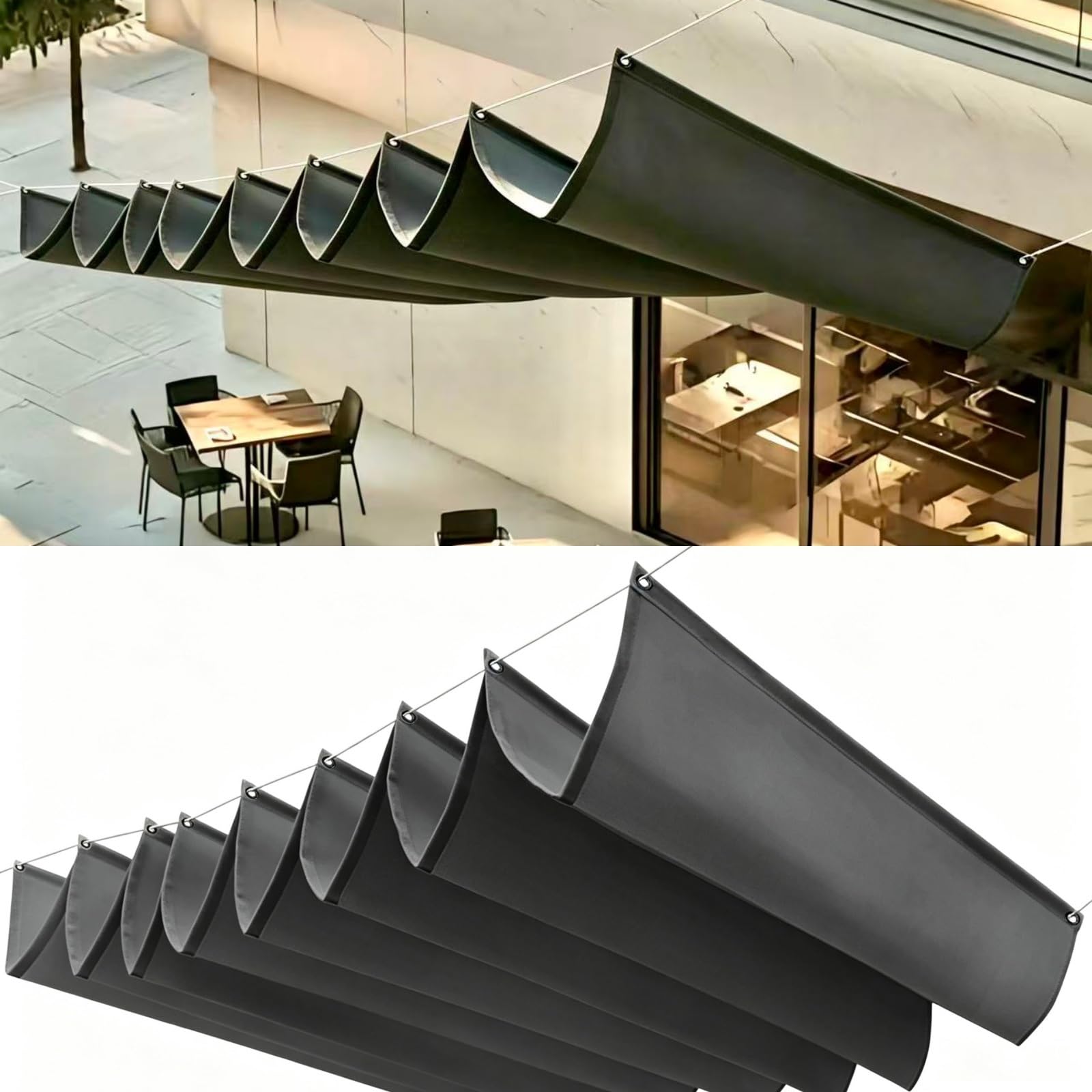 Bâche ombrage 130x240cm gris foncé imperméable et anti-UV pour pergola et terrasse