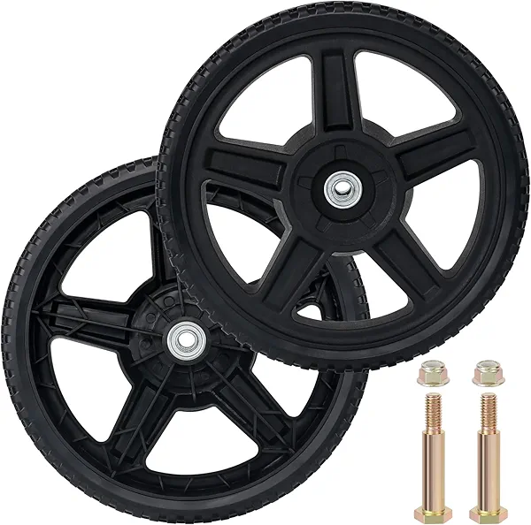 CheeMuii 12 Inch Lawn Mower Wheels 2 Pack 12" Push Lawn Mower Wheels with Bolts and Lock Nuts Kit Fit for Most Standard push Lawn Mowers/Generator/Garden Tiller/Handtruck