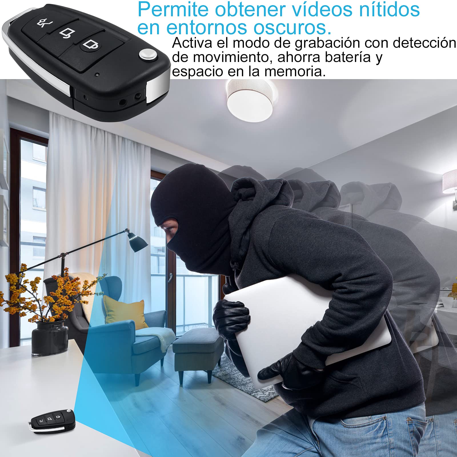 Mini Cámara Espía, Camara Oculta Llave de Coche, Camaras Espias Camufladas Llavero 1080P HD, Cámara de Seguridad Visión Nocturna Detección de Movimiento