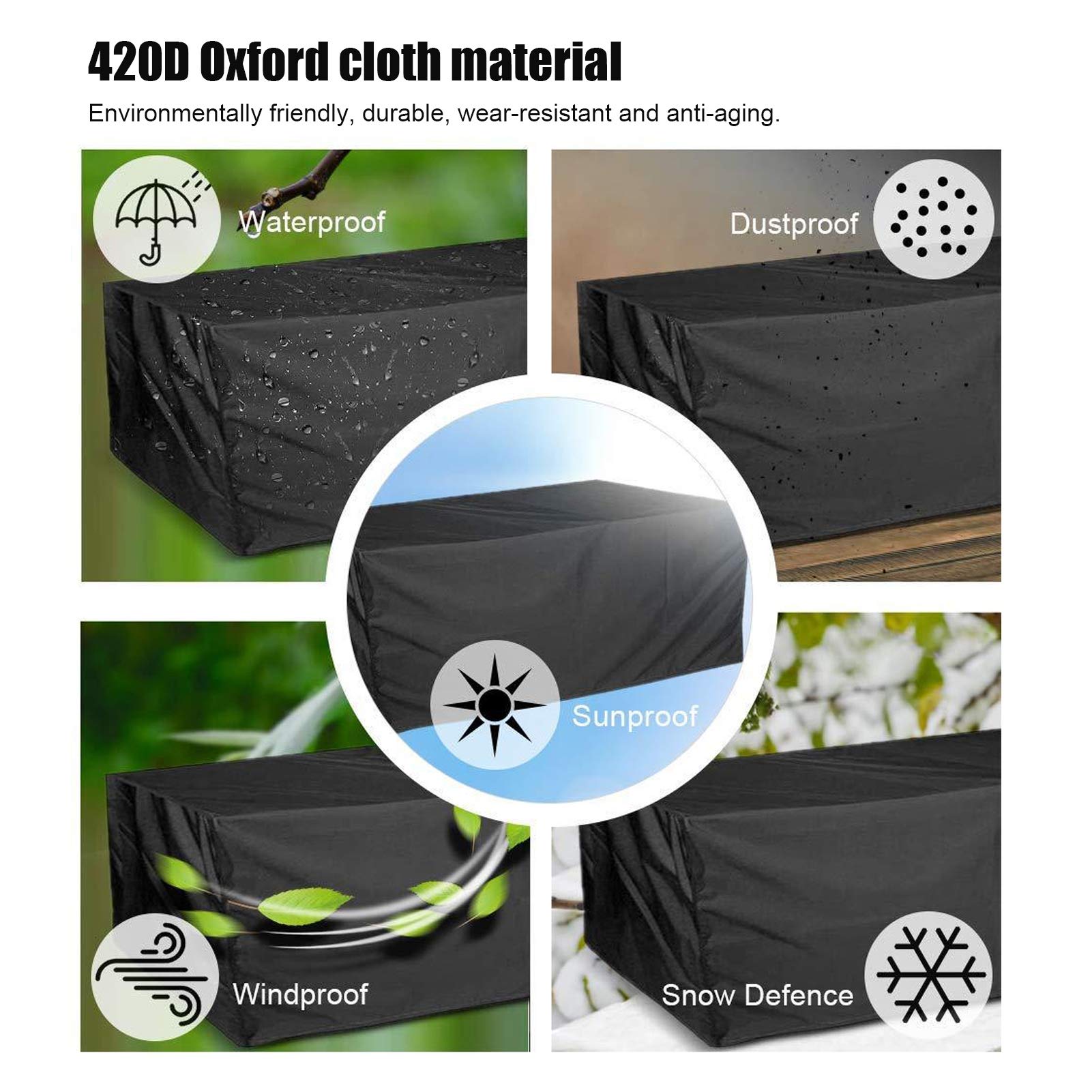 Chrees Protector antipolvo impermeable para muebles de jardín en el patio, protección duradera para mesa y silla, 78.7 x 63 x 27.6 pulgadas