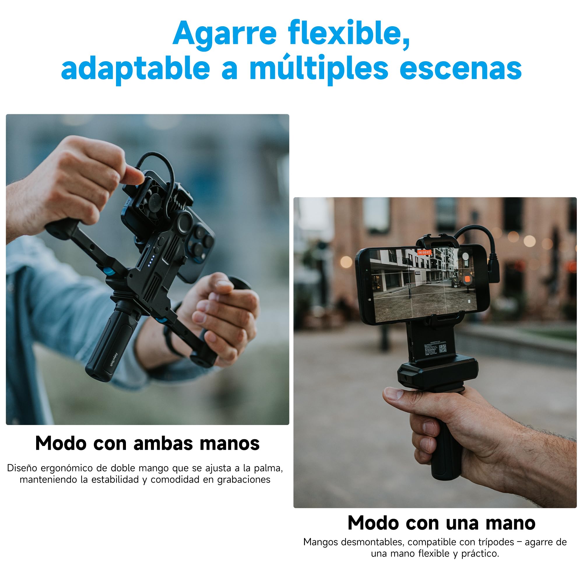 FeiyuTech Dispositivo de vídeo para smartphone con ventilador, 3 puertos tipo C, liberación rápida Arca-Quick, grabación horizontal/vertical, marco de agarre profesional