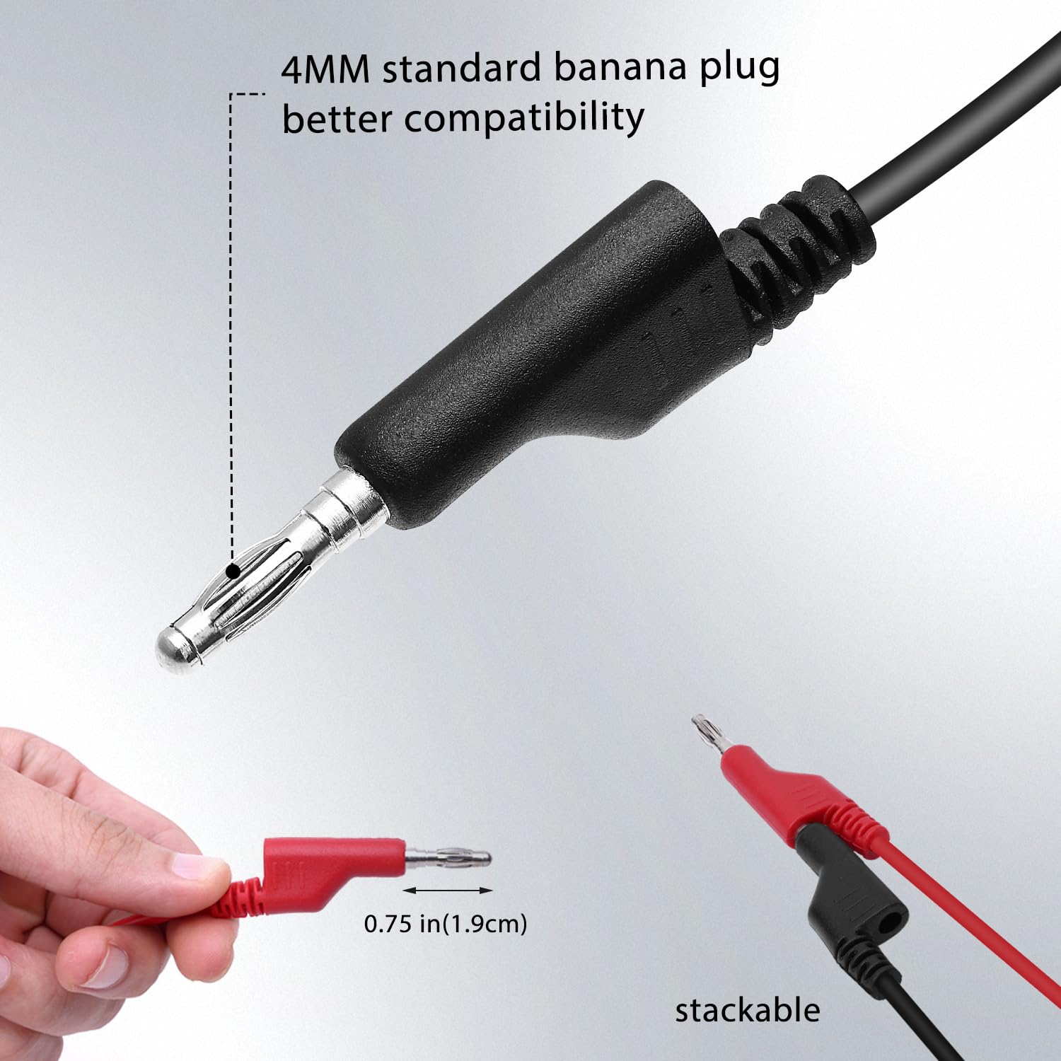 14 Gauge 2pcs 6.6 Ft Stackable 4MM Banana Plug to Alligator Clips UL3135, Heavy Duty Silicone Test Leads Set Jumper Wires Kit for Testing - EDGELEC — Amazon image 4