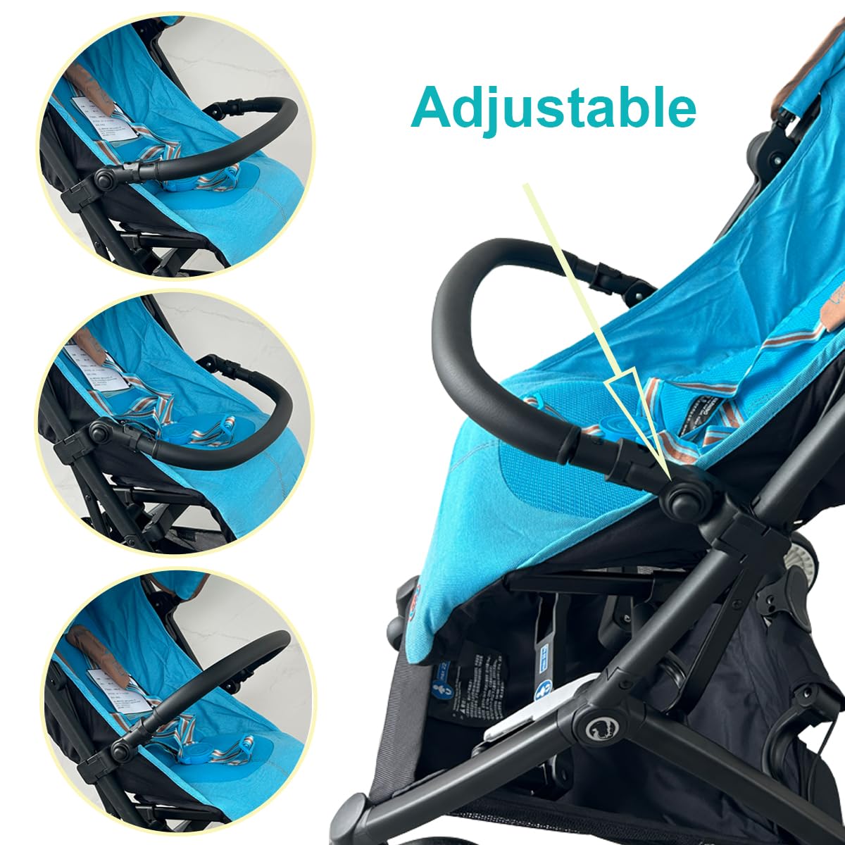 Baby Stroller Bumper Bar Compatible with Cybex Libelle, Orfeo, Pockit+ All City Strollers, Anti-Scratch PU Leather Fabric, Adjustable : Baby