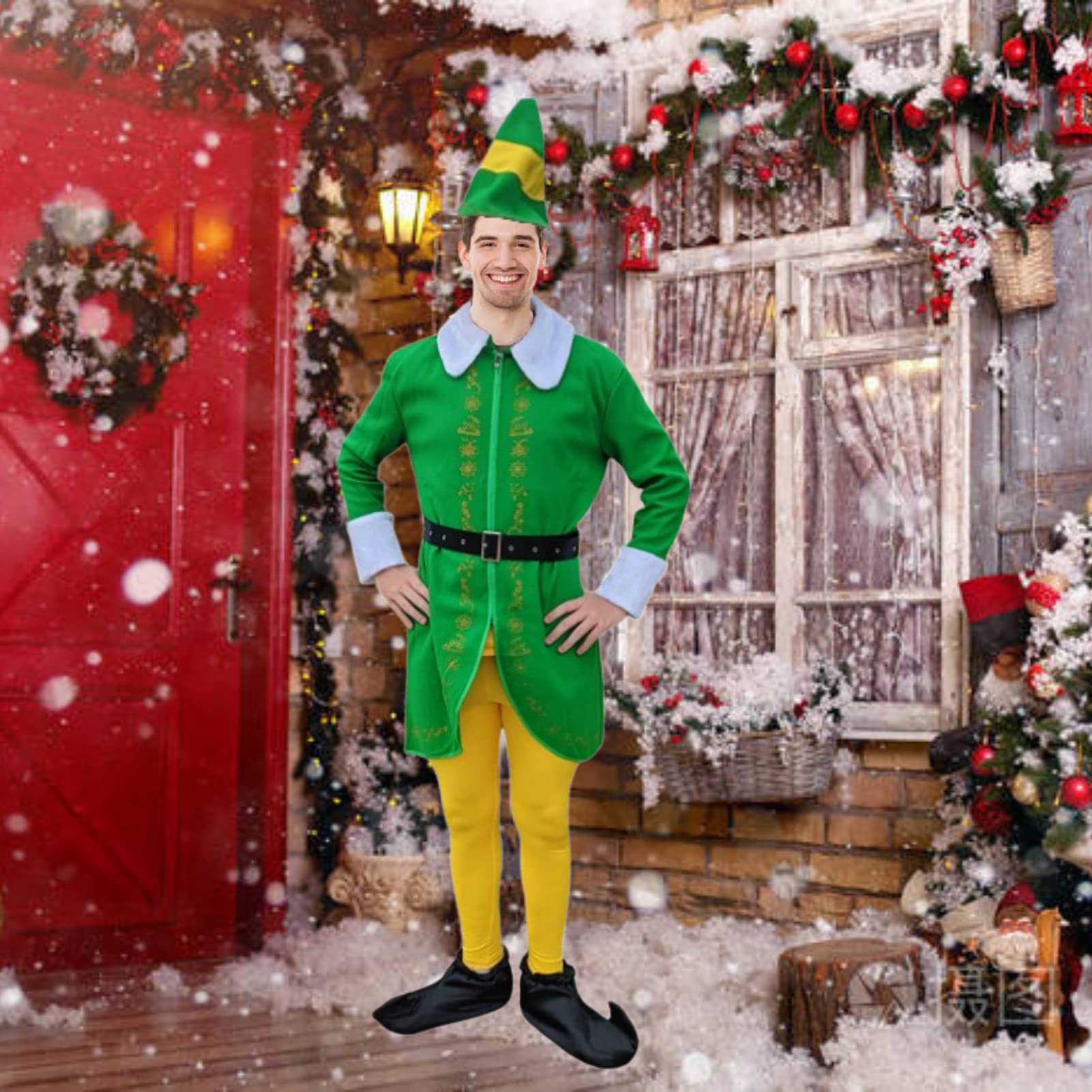 Herren Weihnachten Kostüm Deluxe Santa Anzug Erwachsene Kostüme Urlaub Halloween Cosplay Set 6 Stück Mantel Hut Hose Gürtel