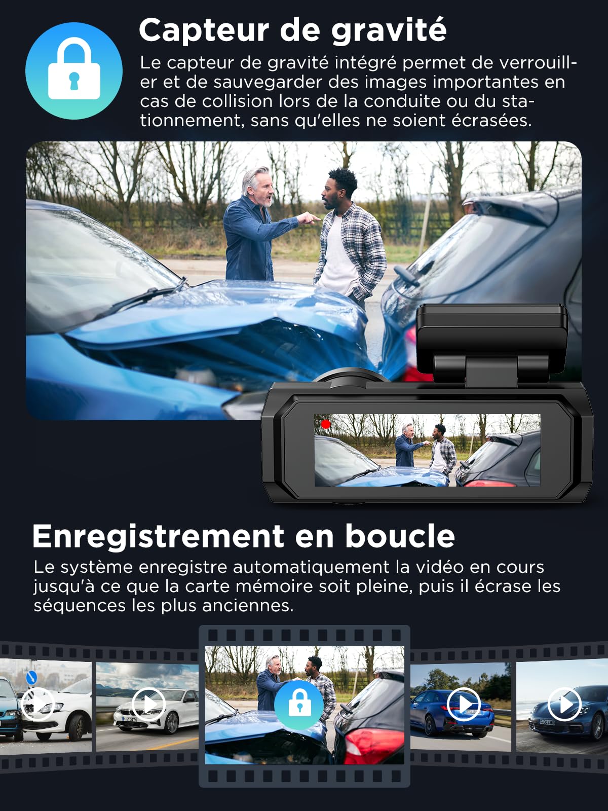 Penemay Dashcam Voiture Avant Arrière, 4K+1080P Camera Voiture, Carte SD 64G, 2,99'' IPS WiFi Caméra Embarquée Voiture avec Vision Nocturne, WDR, Grand Angle 170°, G-Capteur (B-T006)