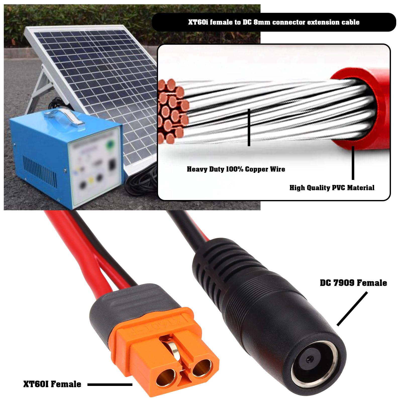 SAE Extension Cable - 4ft Battery Charging Cord With Quick Connect Plugs For Solar & Trailers SAE Extension Cable - 4ft Battery Charging Cord With Quick Connect Plugs For Solar & Trailers