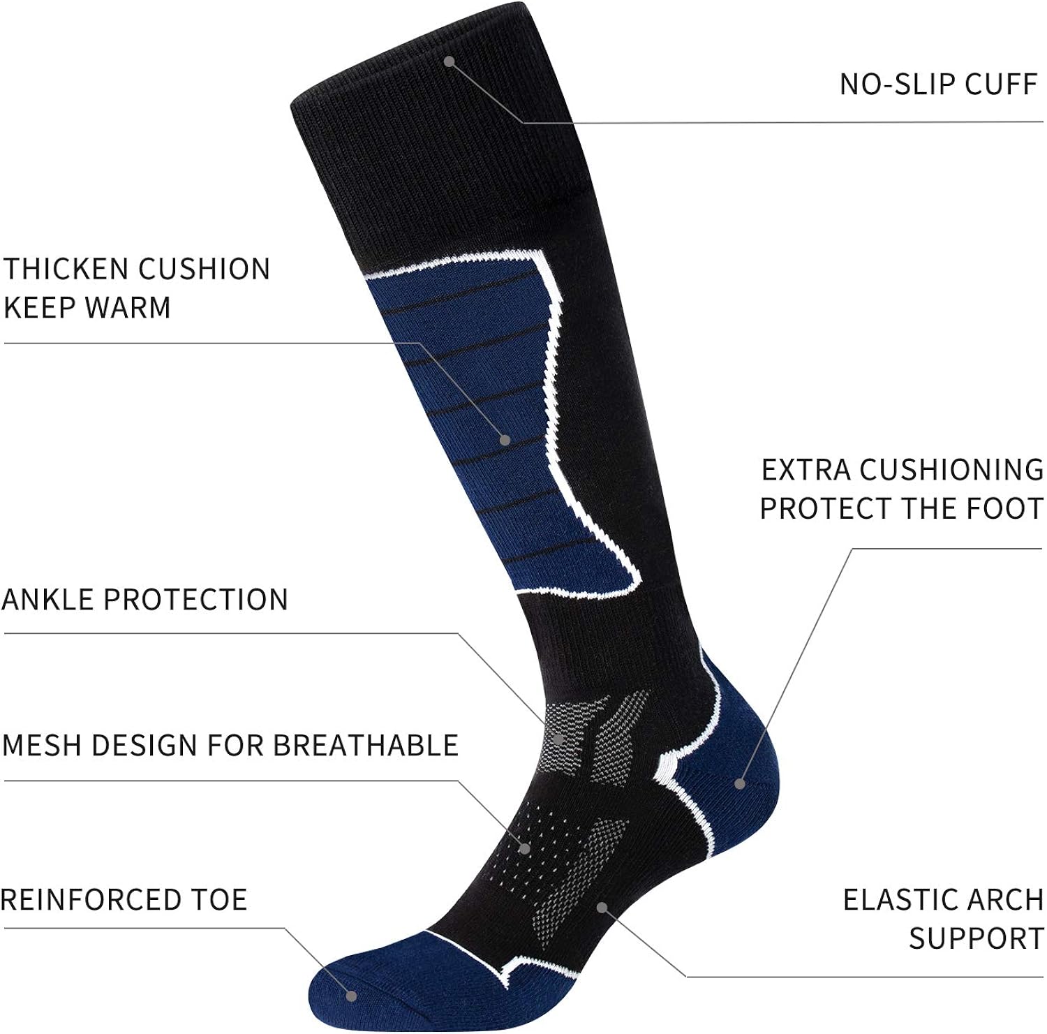 2/3 Pack Men's Ski Socks for Skiing, Snowboarding, Winter Performance Socks : Clothing, Shoes & Jewelry