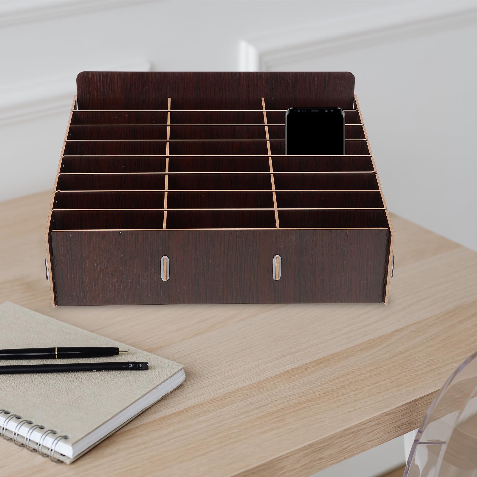 Toyvian Scatola Portaoggetti Scomparti Multipli in Legno Organizer Versatile per Cellulare e Piccoli Oggetti per Scrivania e Spazio Ufficio