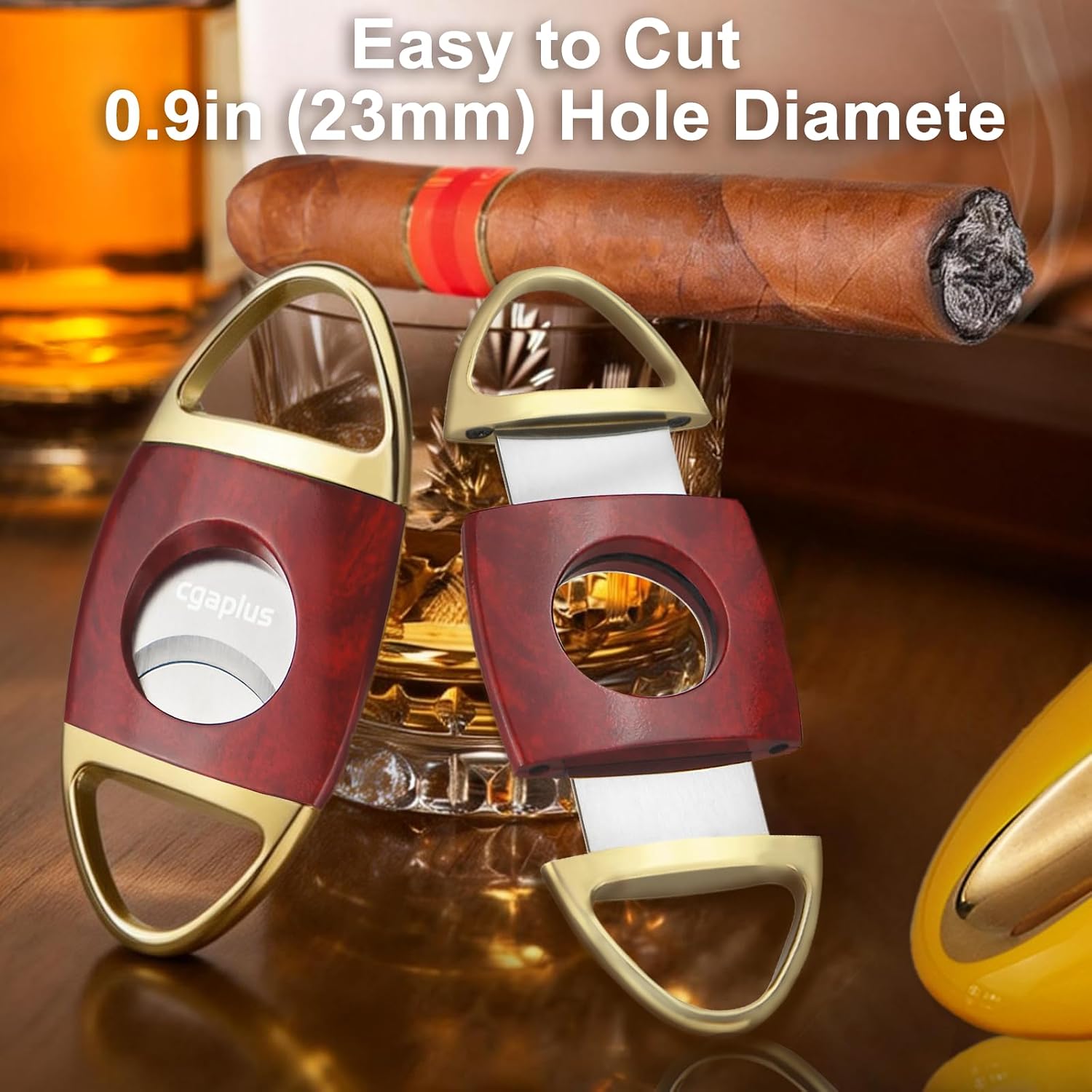 Cigar Cutter Stainless Steel Double Blade Cigar Guillotine Cigar Cutter(Red)
