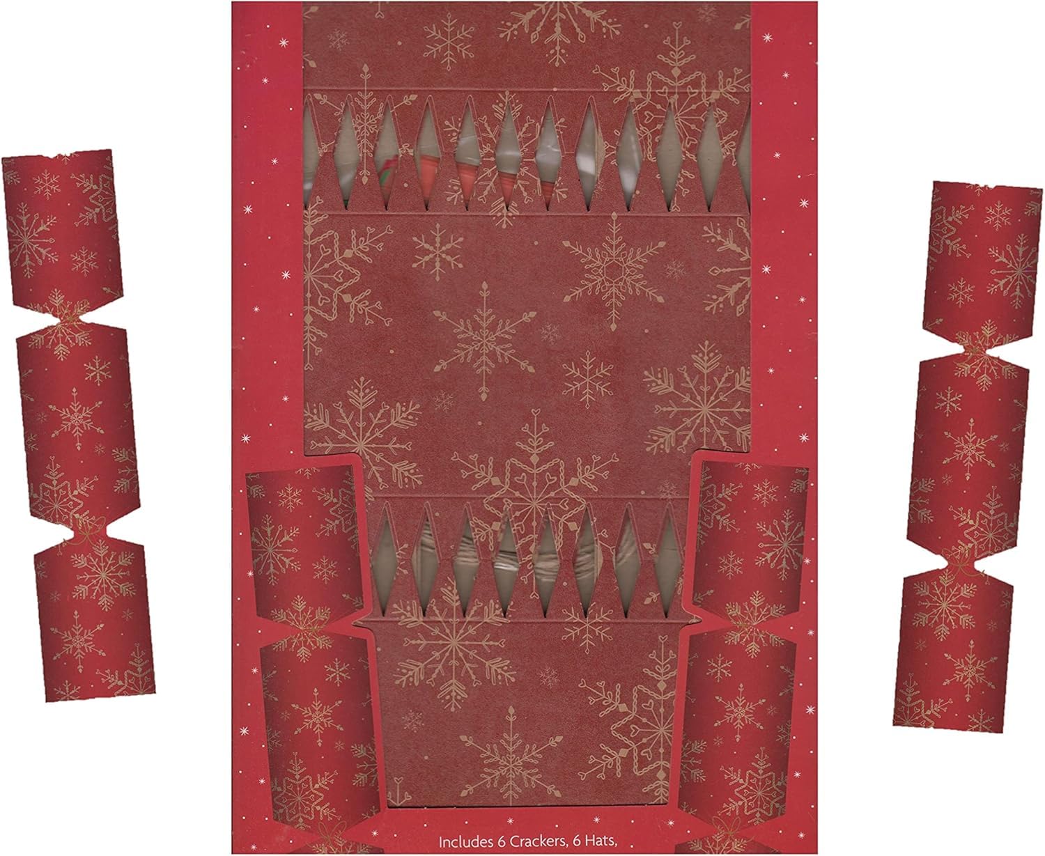 Skyte Mix Set Of 6 Make Your Own Christmas Crackers Kit Make & Fill Snap Hat Motto Red Snowflake,Plain Kraft Brown Design - Christmas Dinner Party.festive Seasonal (Random)