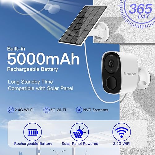 Miniatura 3 de VSTARCAM Cámara de seguridad solar inalámbrica para exteriores, cámara 2K con visión nocturna a color, cámaras solares para exterior inalámbrico,