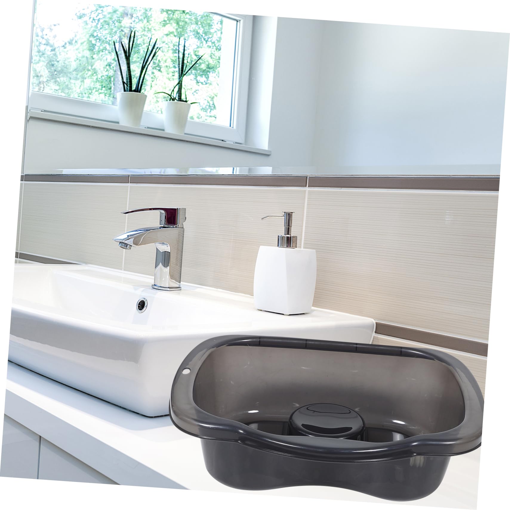 FOMIYES Lavacabezas Portátil Para Personas Mayores Lavacabezas Para Cama Diseño Transparente y Duradero