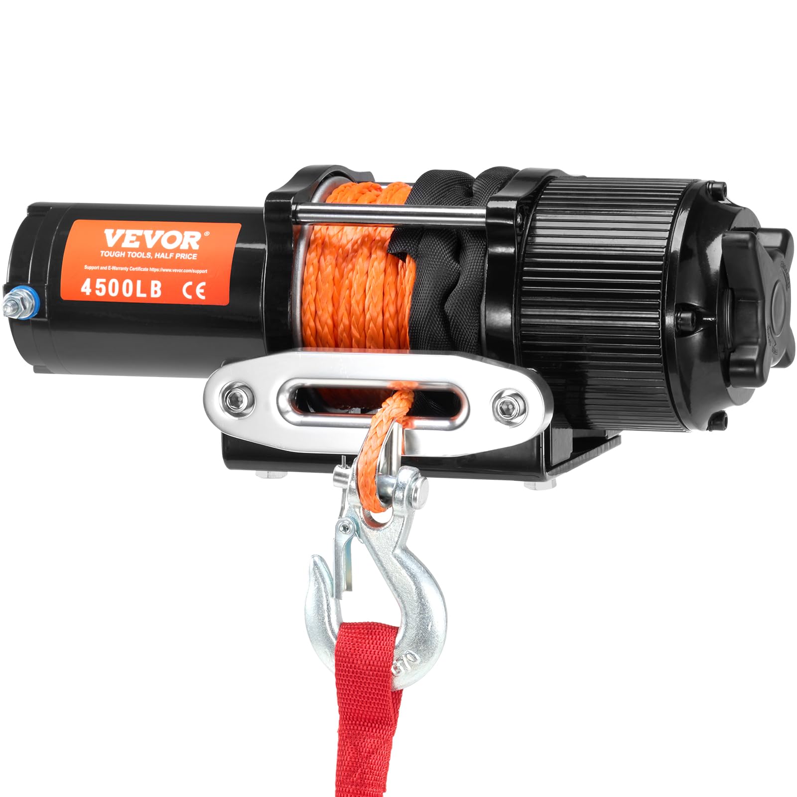 VEVOR Elektrische Seilwinde, 2041 kg, Elektrowinde 12 V DC für Geländefahrzeuge/UTVs, Motorwinde mit 12-strängigem Synthetikseil (Φ0,6 x 1188,7 cm), Aluminium-Seilführung, Fernbedienungen, IP55