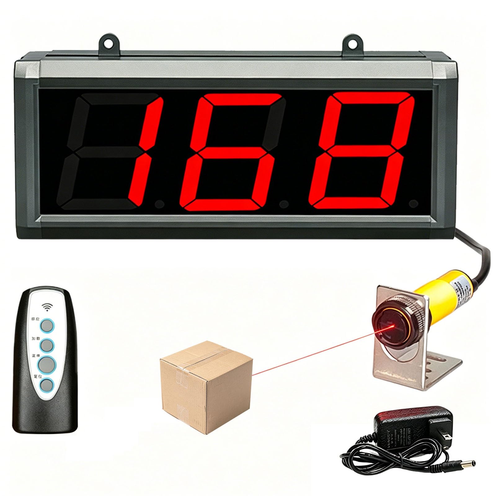 Enpvneer Large Digital Counter, Digital LED Counter Count Up To 999, Sensor Distance 0-27.5IN, Power-Off Memory Function, For Conveyor Belts Automatic Counting
