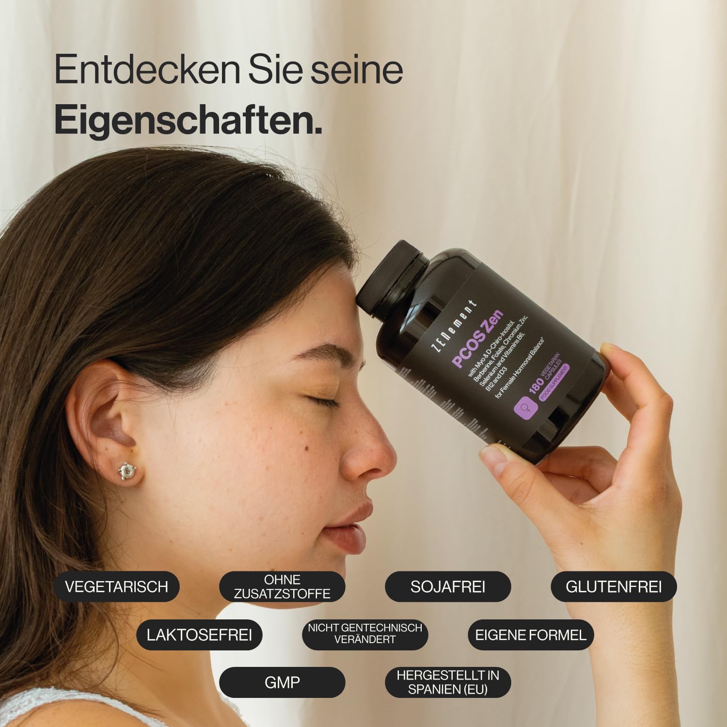 PCOS Zen – Myo-Inositol & D-Chiro-Inositol – Komplettformel bei PCOS – Hormonelles Gleichgewicht & Stoffwechsel-Support für Frauen – 180 Vegane Kapseln – Zenement