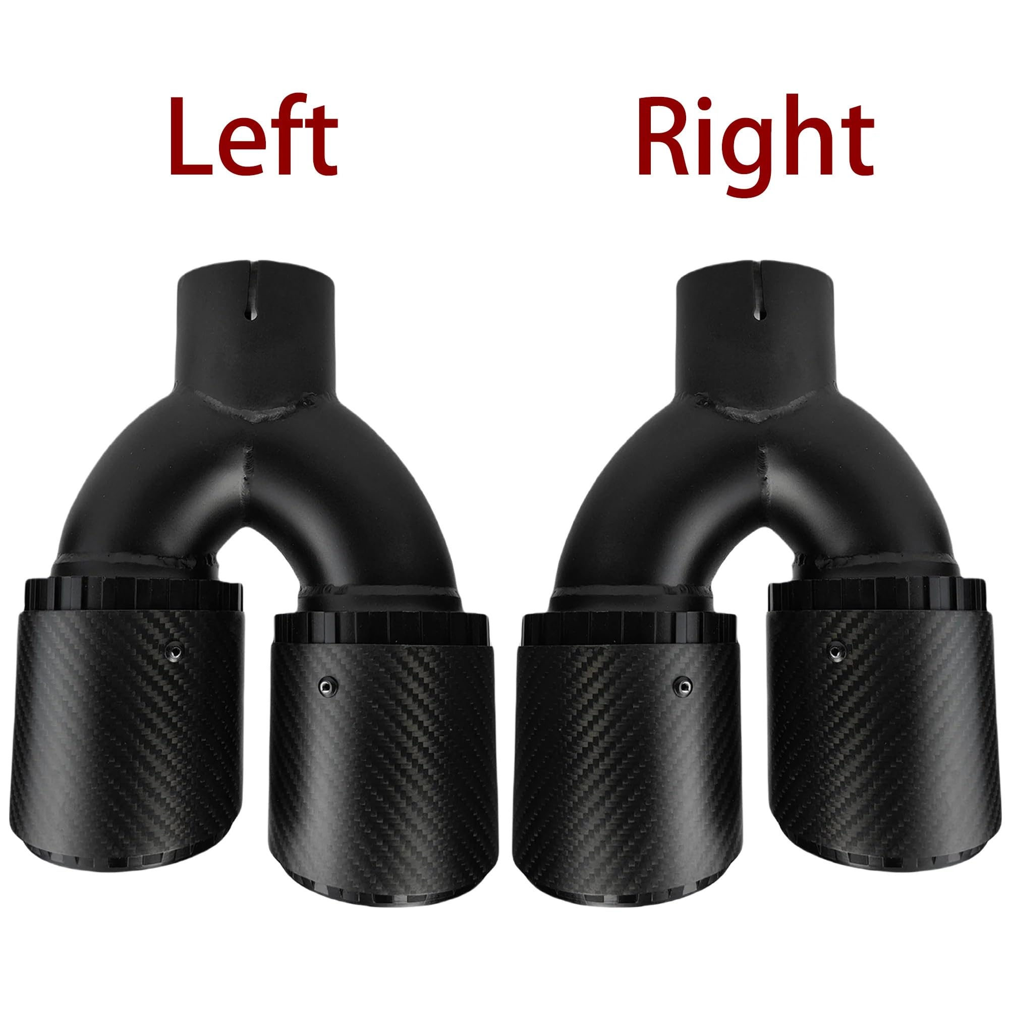Car Exhaust Muffler Pipe Tłumik tylny ze stopu aluminium z włókna węglowego, czarny podwójny wylot, matowy Tłumik Samochodowy(60mm-89mm-Right)