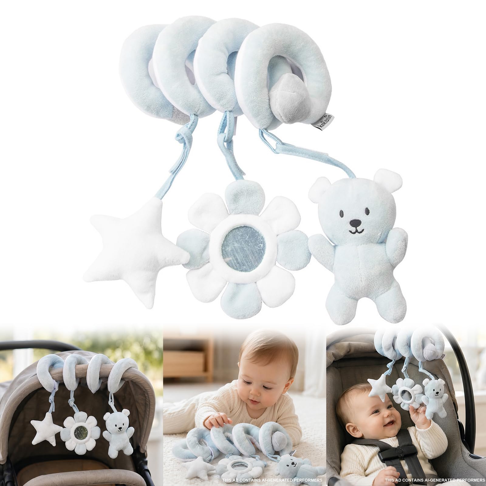 Jouet en forme de spirale en peluche pour siège de voiture
