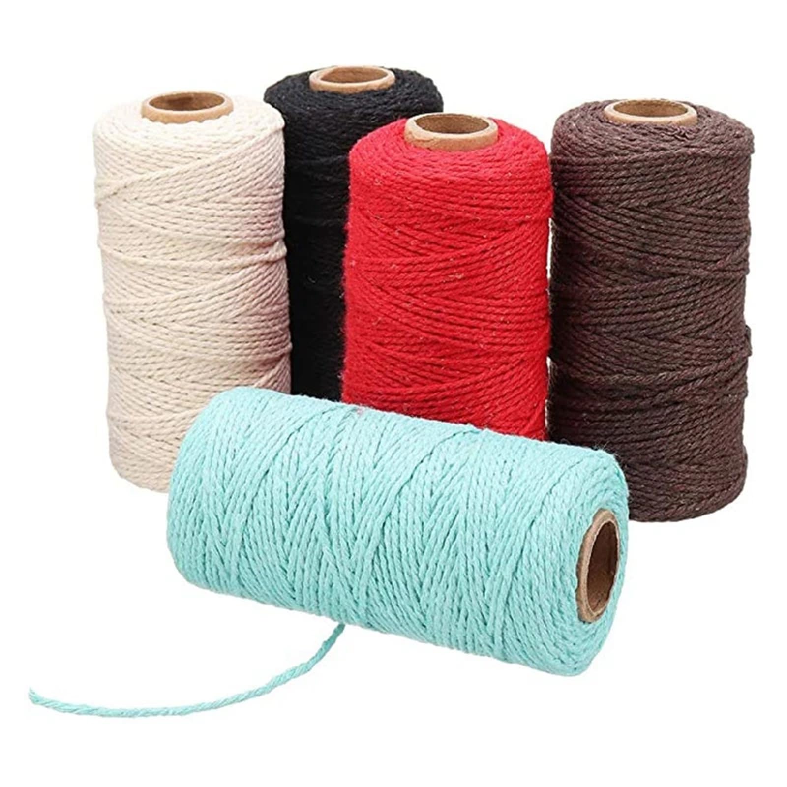 Lana De Punto Cordón de algodón Macrame Macrame Macrame 5pcs MACRAMAME Bricolaje Cuerda de Manualidades Cuerda de Cuerda Rústica Cuerda de algodón 2 mm x100m Hilo De Encaje