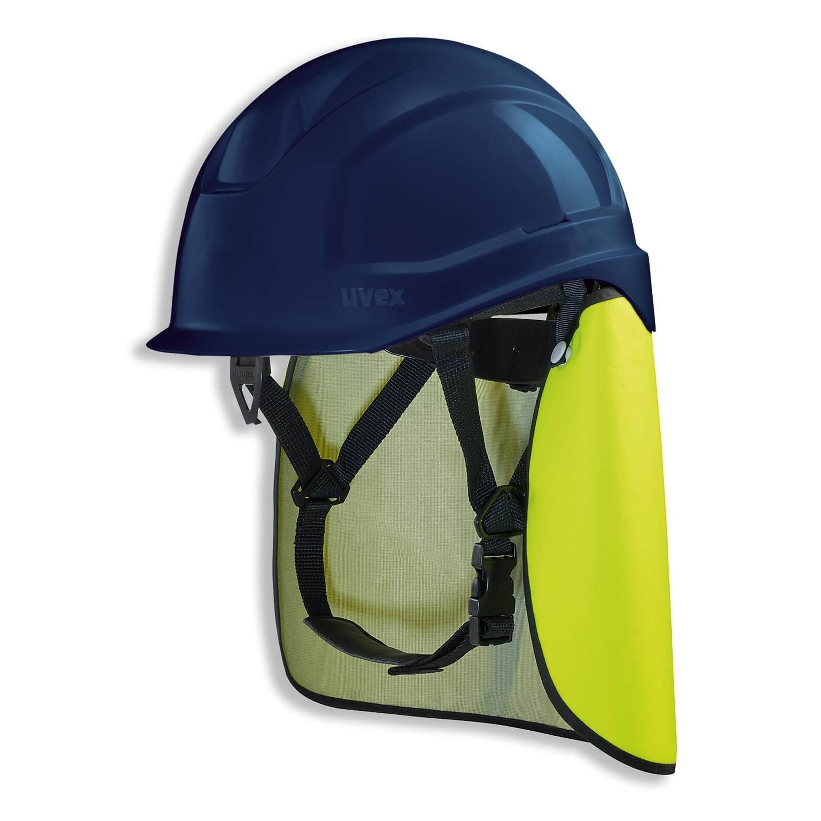UVEX Casque de protection Lunettes de protection pheos de Kr ies – Casque de protection avec protège-nuque de travail – Set avec BG Construction Promotion – en 397, bleu