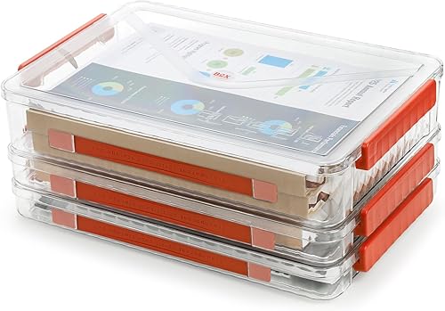 Miniatura 6 de Mezchi Juego de 3 fundas de plástico portátil para proyectos, caja de almacenamiento de archivos transparente de 14 x 9 pulgadas con tapas, caja de