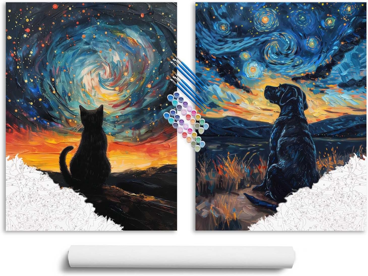 Alaska Landscape Paint by Numbers Kit for Adults, Snow Mountains Paint by Number, Lake Number by Paint, Stars DIY Oil Painting, Northern Lights Canvas Home Decor(12x16 Inch, 2 Pack, No Frame)