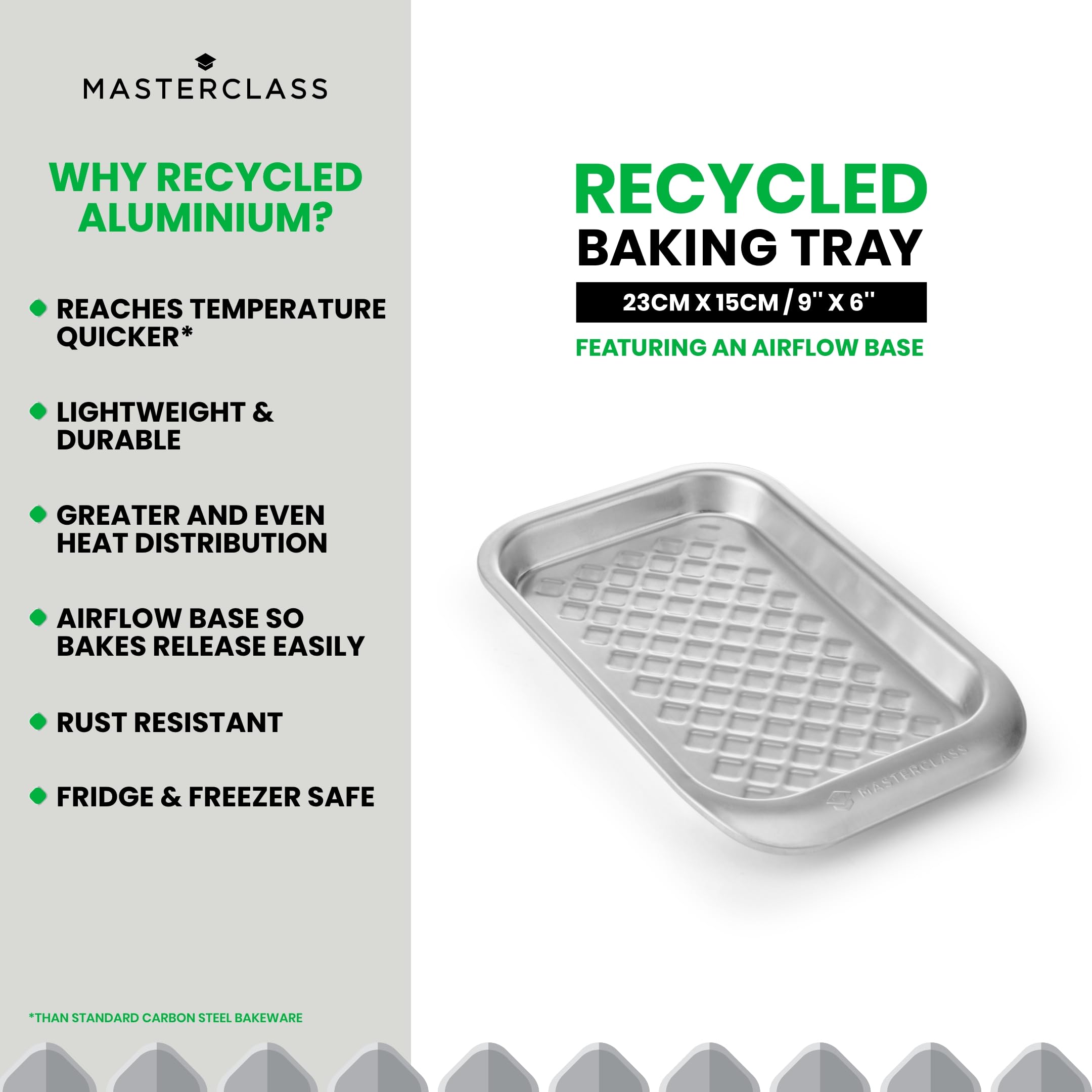 MasterClass Recycled Aluminum Small Baking Tray, Oven Baking Tray, 24 x 15cm, Stackable Bakeware, Silver, Größe Unica - Image 3