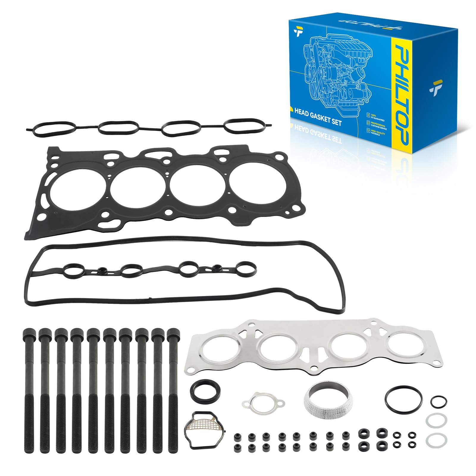 PHILTOP Engine Cylinder Head Gasket Kit for Toyota Camry 2002-2006 2.4L | For RAV4 2004-2005 2.4L, Scion tC 2005-2006 2.4L, Highlander 2001-2006 2.4L, Solara 2002-2006 2.4L, OE# HS26232PT, ES71183
