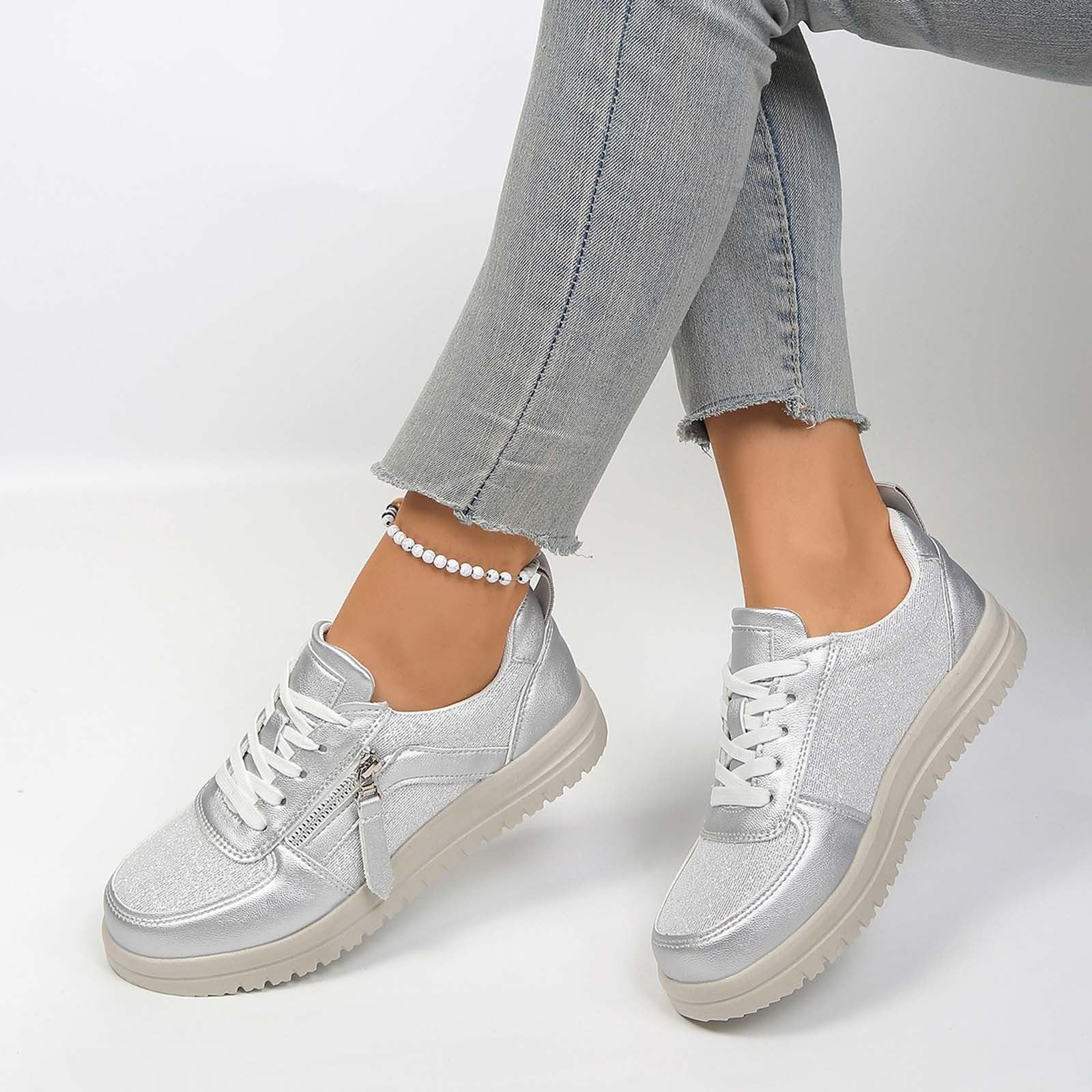 Zapatillas Plataforma Mujer Zapatos Plateados De Fiesta Novia Vestir Deportivas Elegantes Tenis Zapatilla Negra Retro Negras Ancho Especial Casual Azul Marino Medias Verdes Ligeras Otoño Azules 44