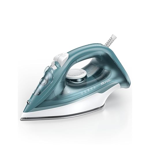 Burst steam Iron for Clothes - 1500W Iron with Ceramic Coated Soleplate, Rapid Heating, Self-Cleaning, Auto-Off, 11.84oz Water Tank, Precise Thermostat, Home Use Green
