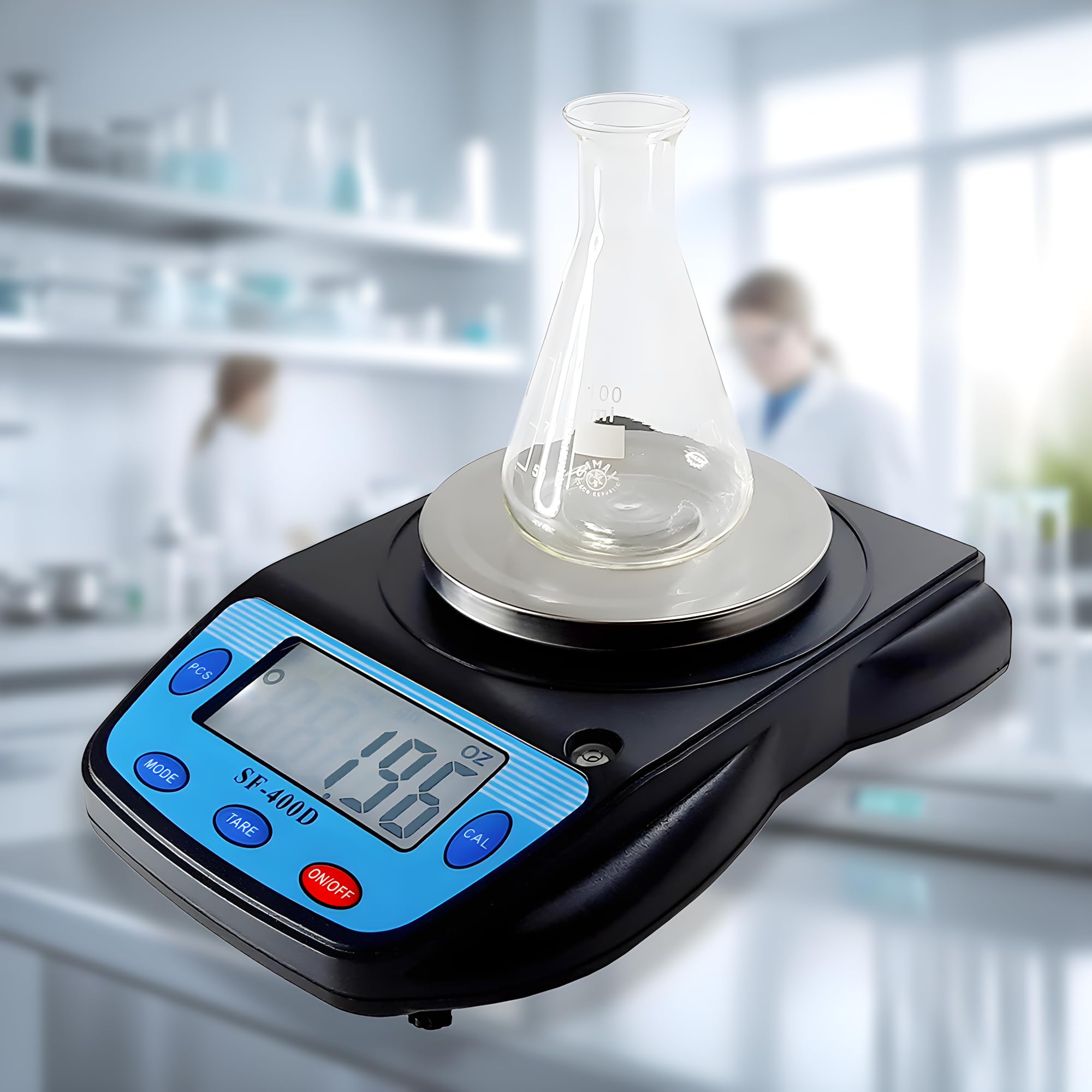 Eosphorus Bilancia di Precisione 600g/0,01g con Piatto Rotondo, Bilancia Digitale per Laboratorio, Scuole e Chimica, Funzione Conteggio, Unità g/oz/ct, Ricarica USB e Adattatore