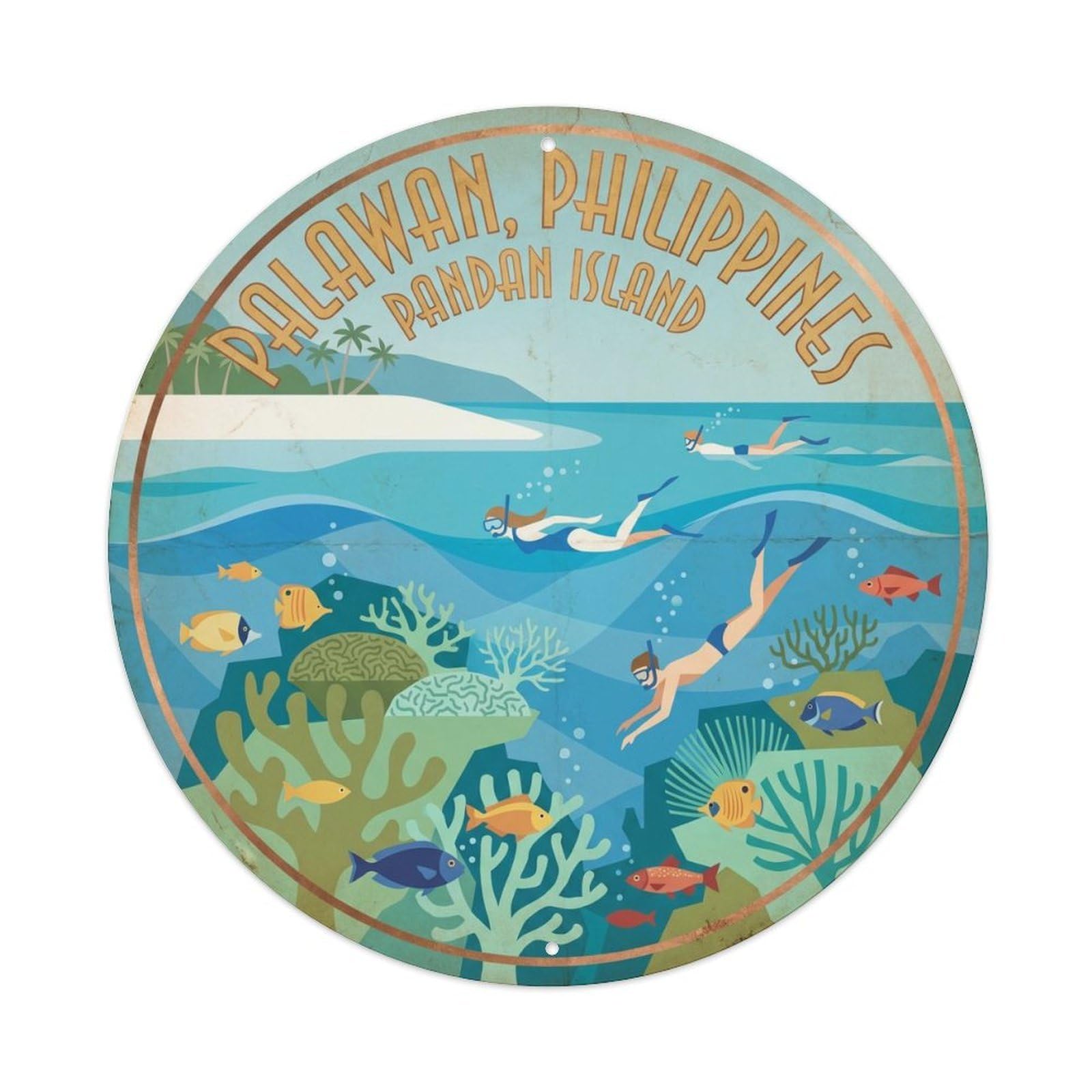Pandan Island Snorkeling Philippines Travel Tropical Metal Tin Sign