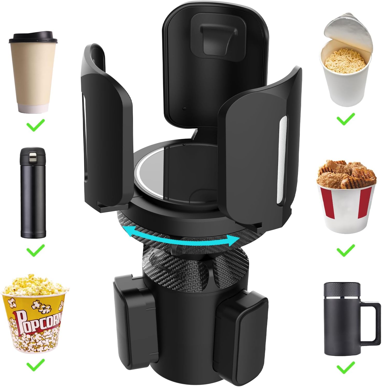 Expandable Car Cup Holder with Adjustable Base Compatible