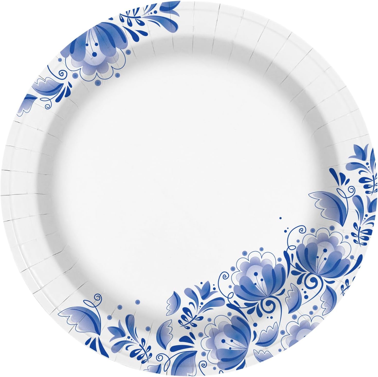 Charmount 10 Inch Large Blue Paper Plates, 100pcs Disposable Plates Bulk, for Parties and Daily Use, Soak Proof, Cut Proof, Flower Printed 100PC 10 INCH