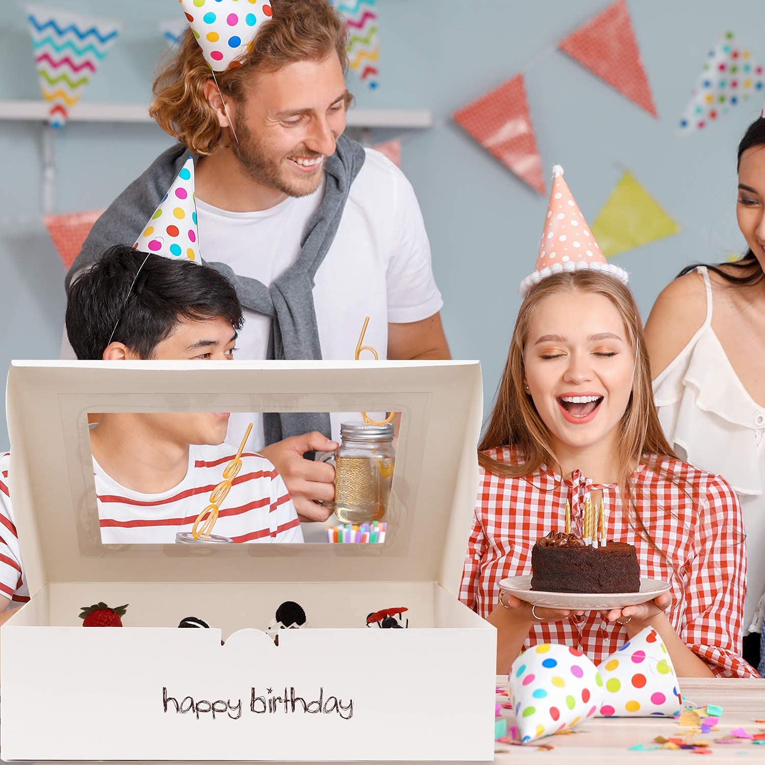 Moretoes Cupcake Boxes 8 Packs, White Cupcake Carrier Bakery Boxes with