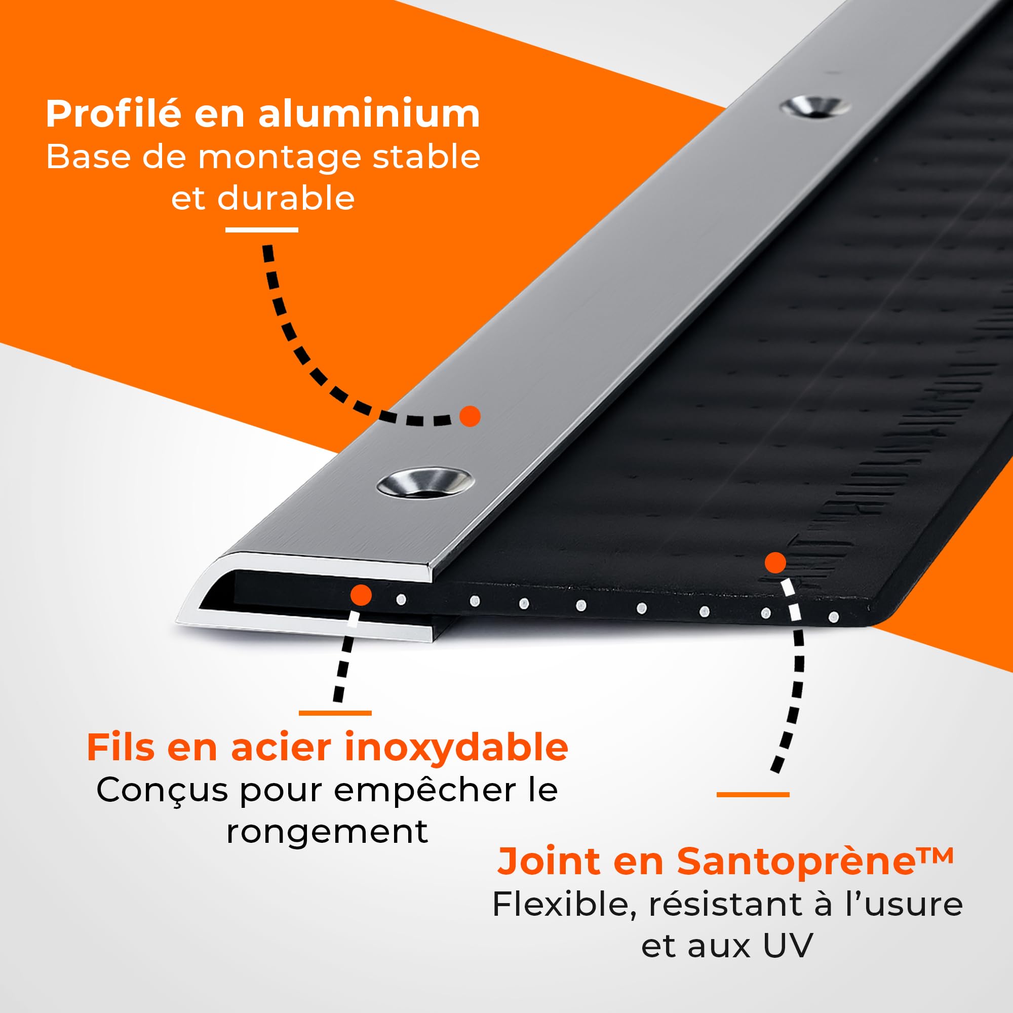 Breite Türdichtungs-Set 3m x 40mm | Joint Porte Entree Anti Rongeurs Haute Resistance avec Renfort Acier Inoxydable | Etanchéité Garage Portail Rolltore Protection Météo et Nuisibles