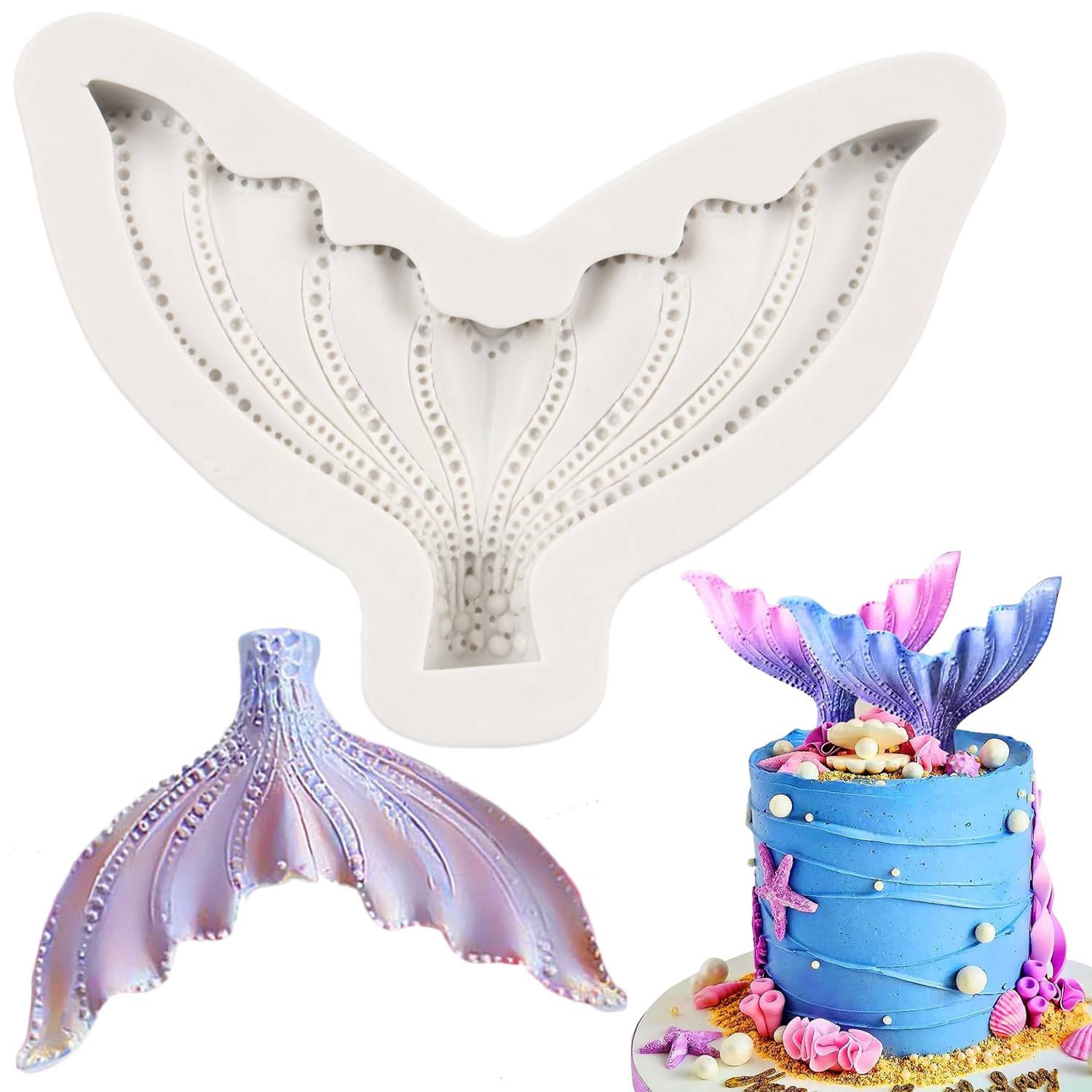 QDMOLDS Mermaid Tail Mold Mermaid Tail Silicone Fondant Molds For Chocolate Candy Cake Decoration Cupcake Topper Polymer Clay Gum Paste