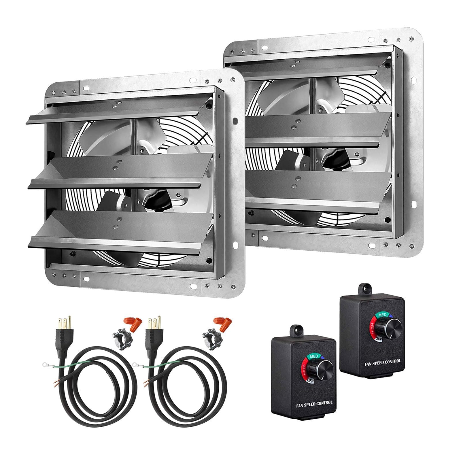 Simple Deluxe 12 Inch Variable Shutter Exhaust Fan,Window Fans,Aluminum with Speed Controller and Power Cord Kit, 1620RPM, 1600 CFM
