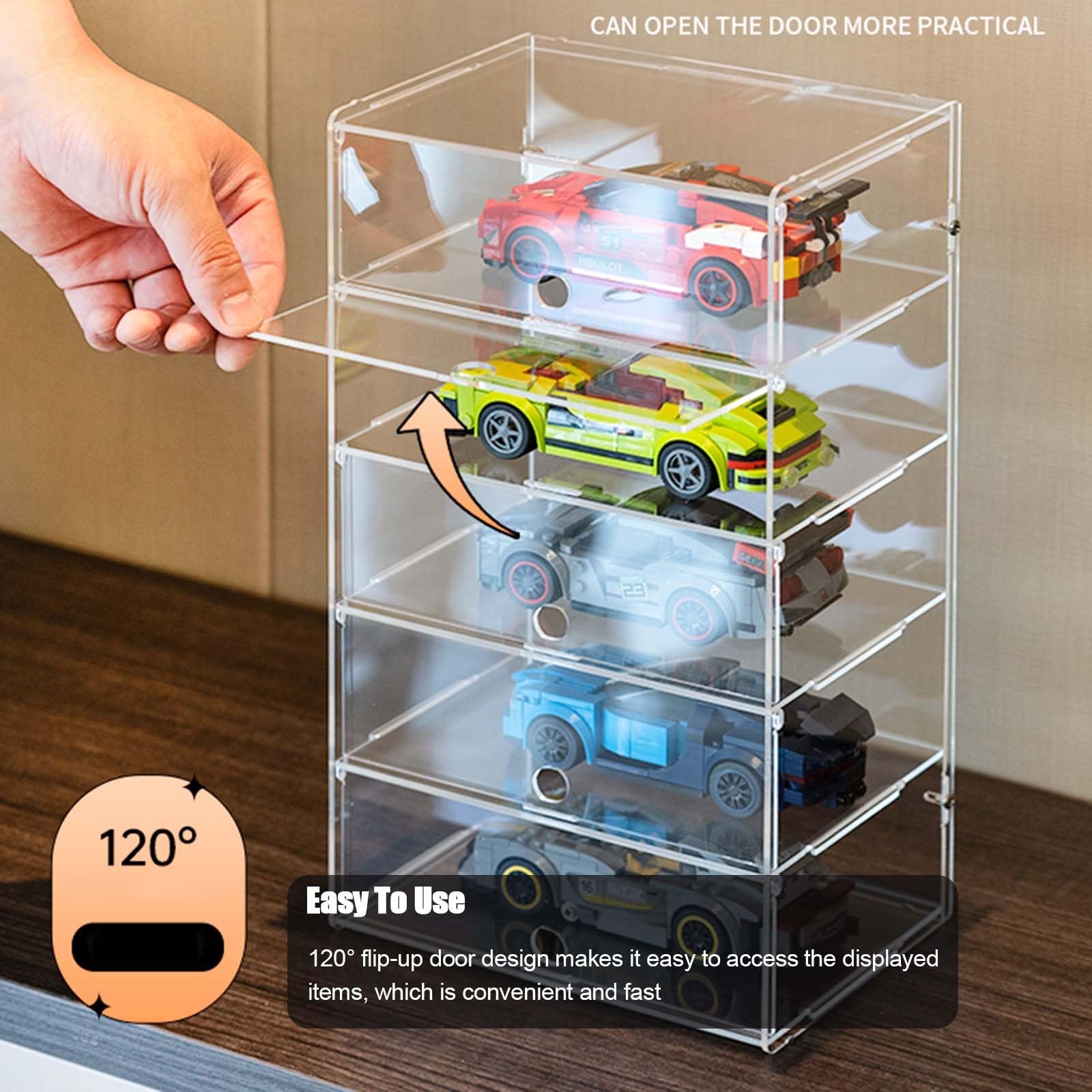 cajas de metacrilato Cajas de Acrílico para Exhibición Modelo de Coche de 8 Capas, Caja de Almacenamiento Transparente para Artefactos de Muñecas Protección Antipolvo, Minifigure Contenedores de Almac